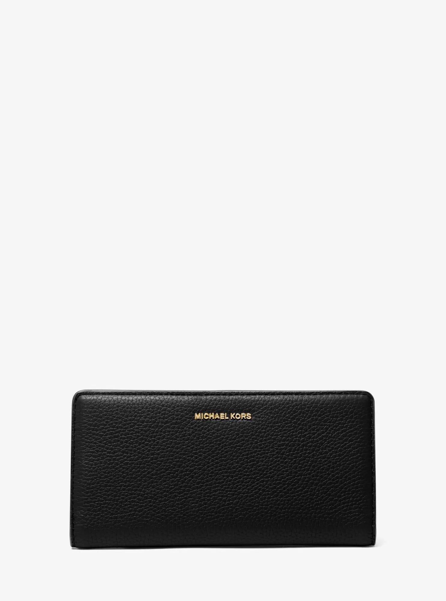 Bryant Large Pebbled Leather Snap-Front Wallet Designer Wallet Card Holder