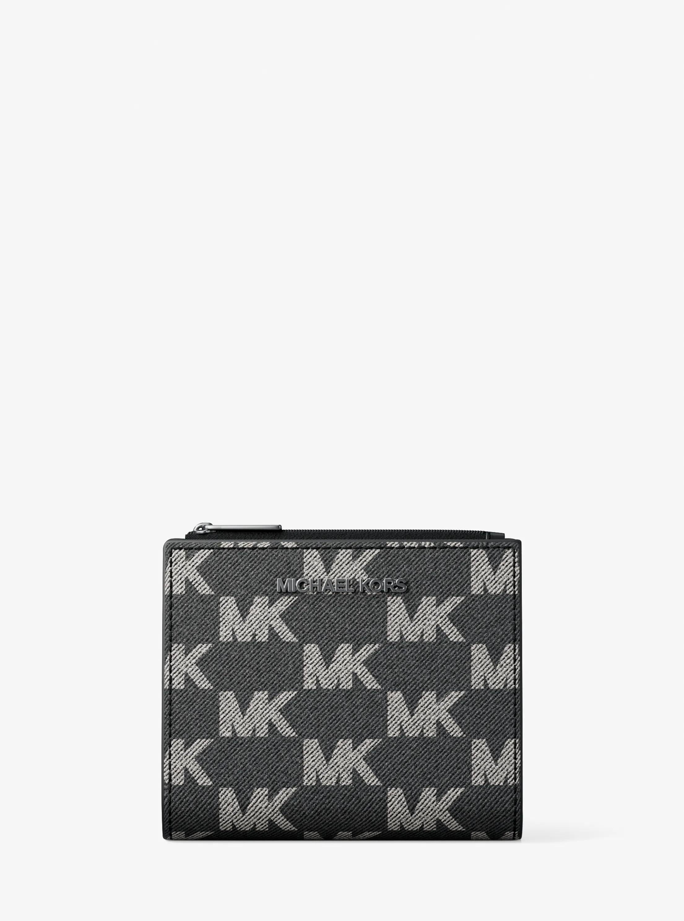 Cooper Medium Logo Jacquard Denim Zip Wallet Designer Wallet Card Holder