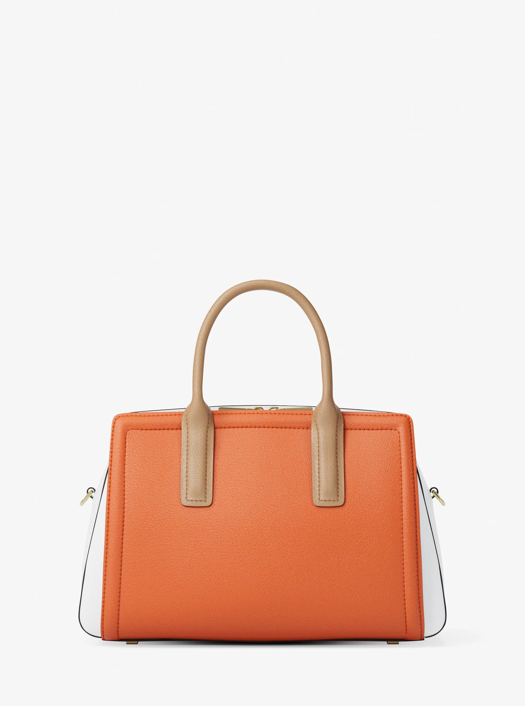 Laila Medium Color-Block Pebbled Leather Satchel Designer Handbag Fashion Shoulder Bag