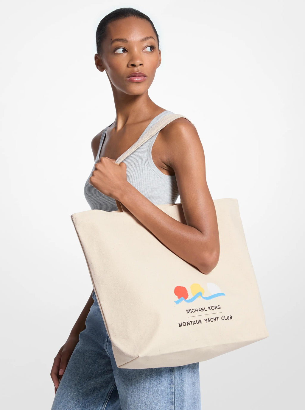 Michael Kors x Montauk Yacht Club Cotton Canvas Tote Bag Designer Handbag Fashion Shoulder Bag