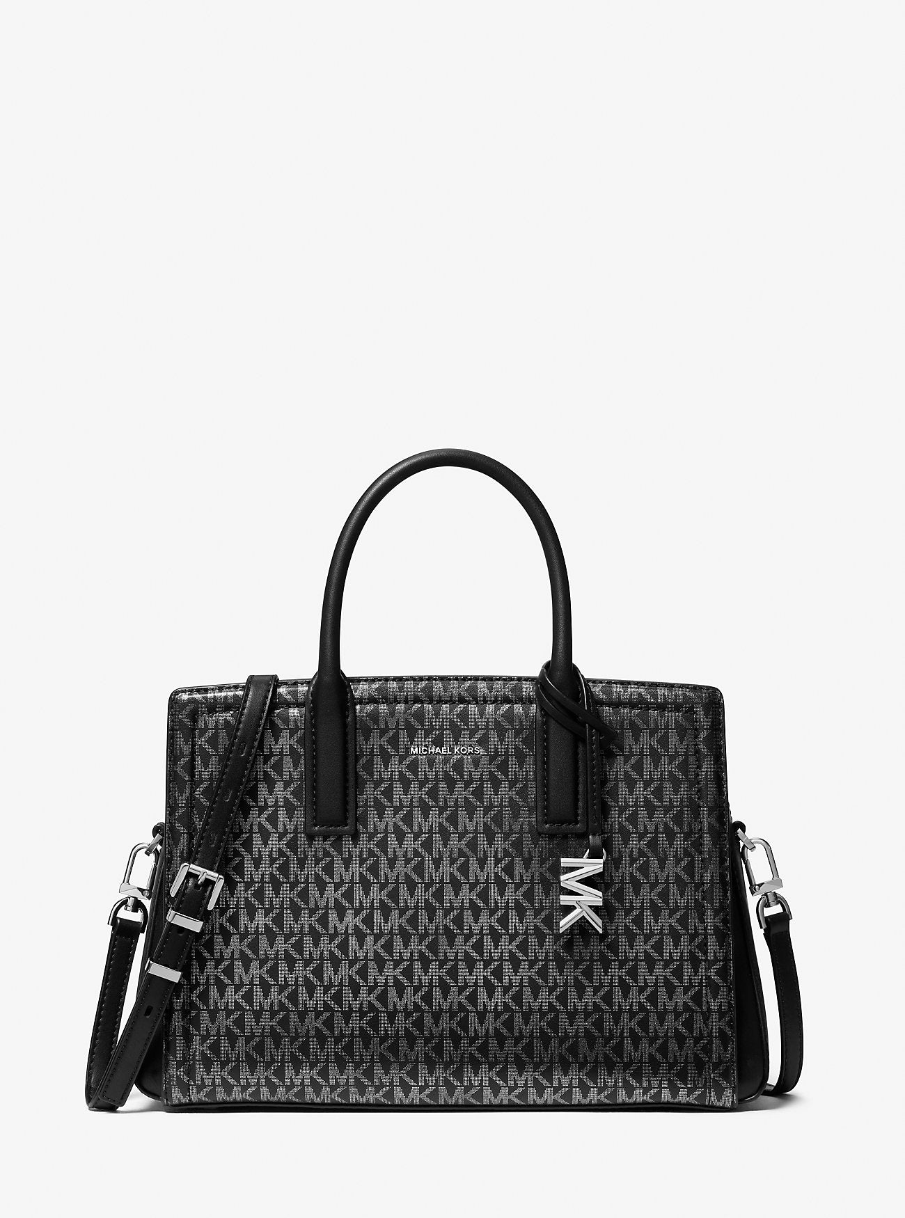 Laila Medium Metallic Signature Logo Satchel Designer Handbag Fashion Shoulder Bag