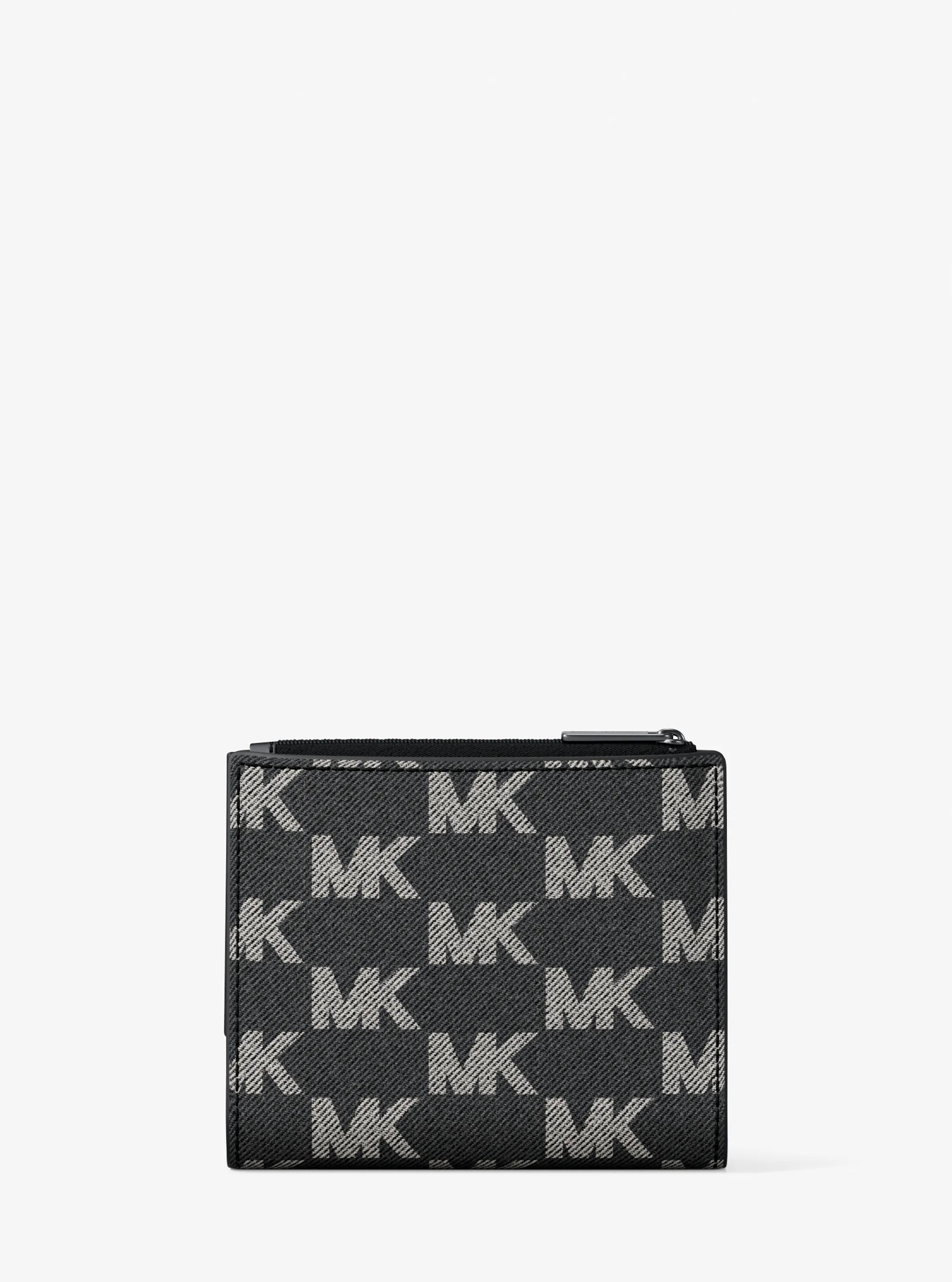 Cooper Medium Logo Jacquard Denim Zip Wallet Designer Wallet Card Holder