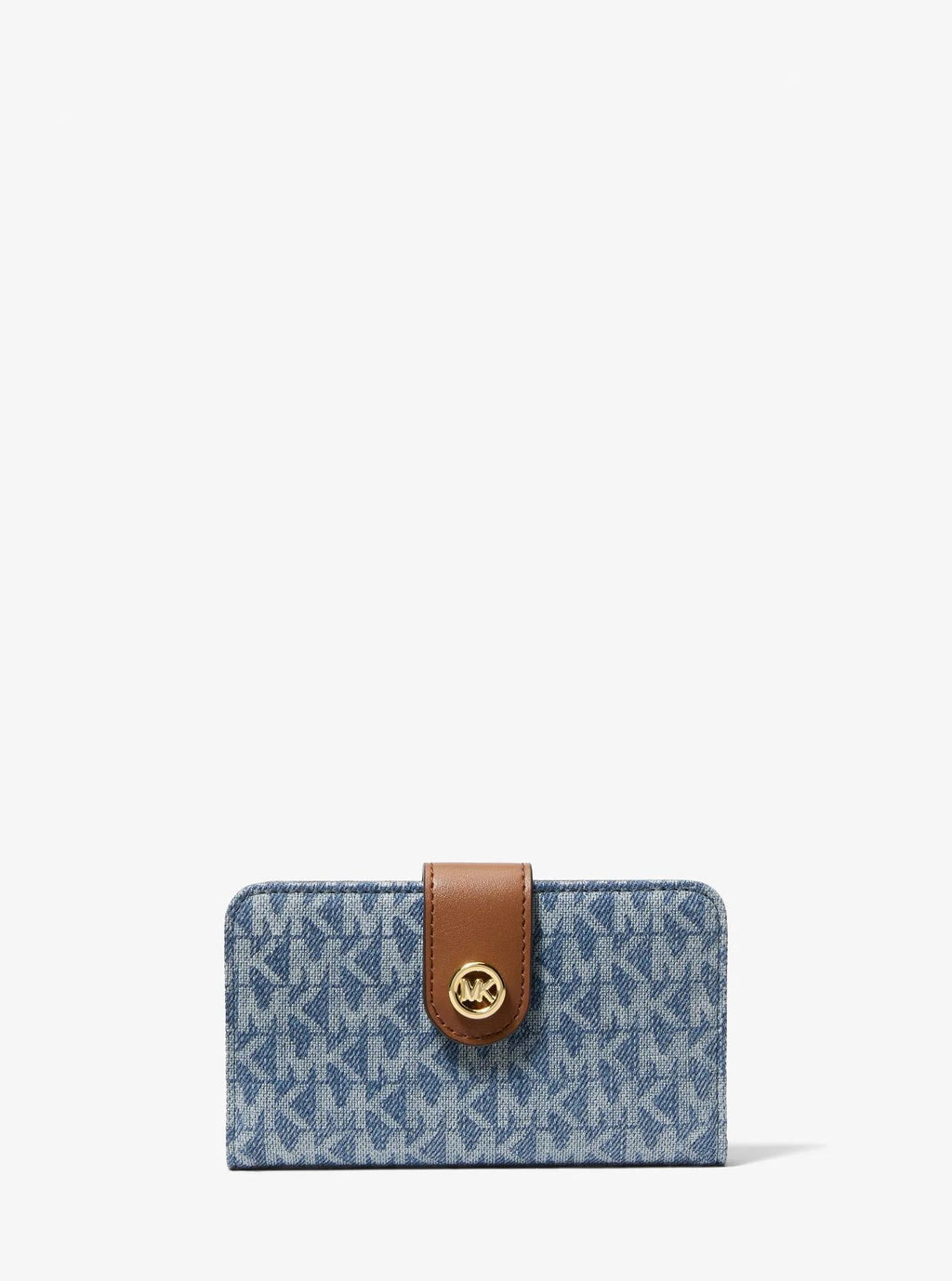 MK Pop Charm Medium Signature Logo Print Denim Wallet Designer Wallet Card Holder