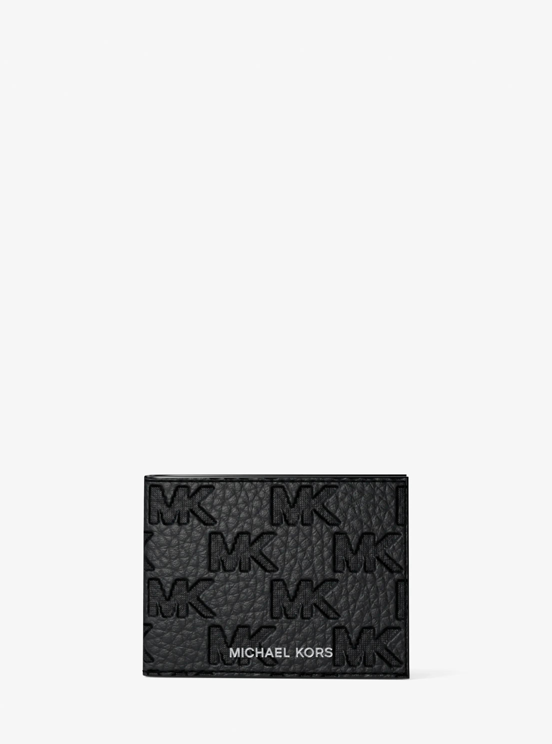 Hudson Logo Embossed Leather Billfold Wallet and Passcase Designer Wallet Card Holder