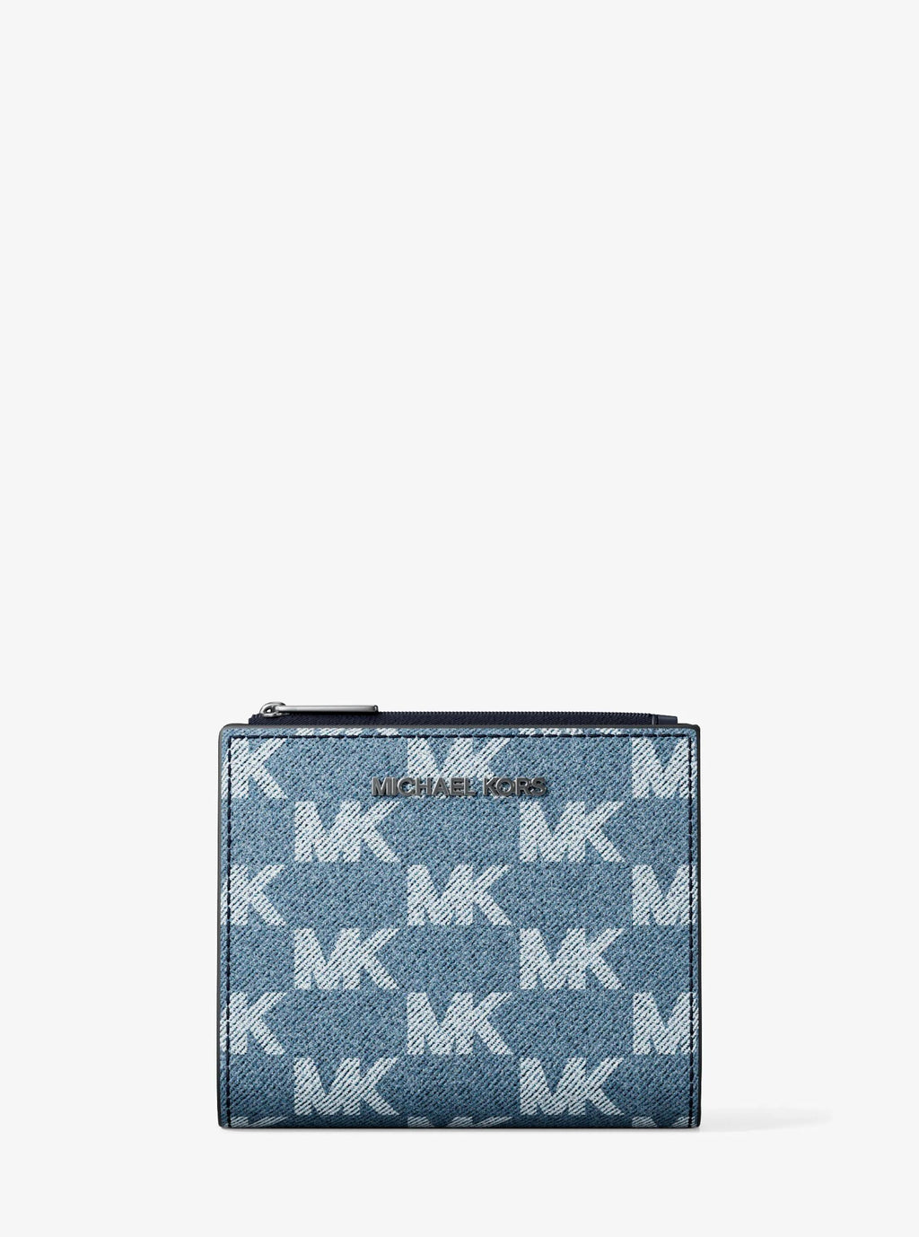 Cooper Medium Logo Jacquard Denim Zip Wallet Designer Wallet Card Holder