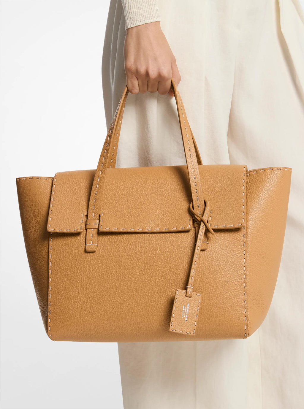 Sophia Hand-Stitched Pebbled Leather Satchel Designer Handbag Fashion Shoulder Bag