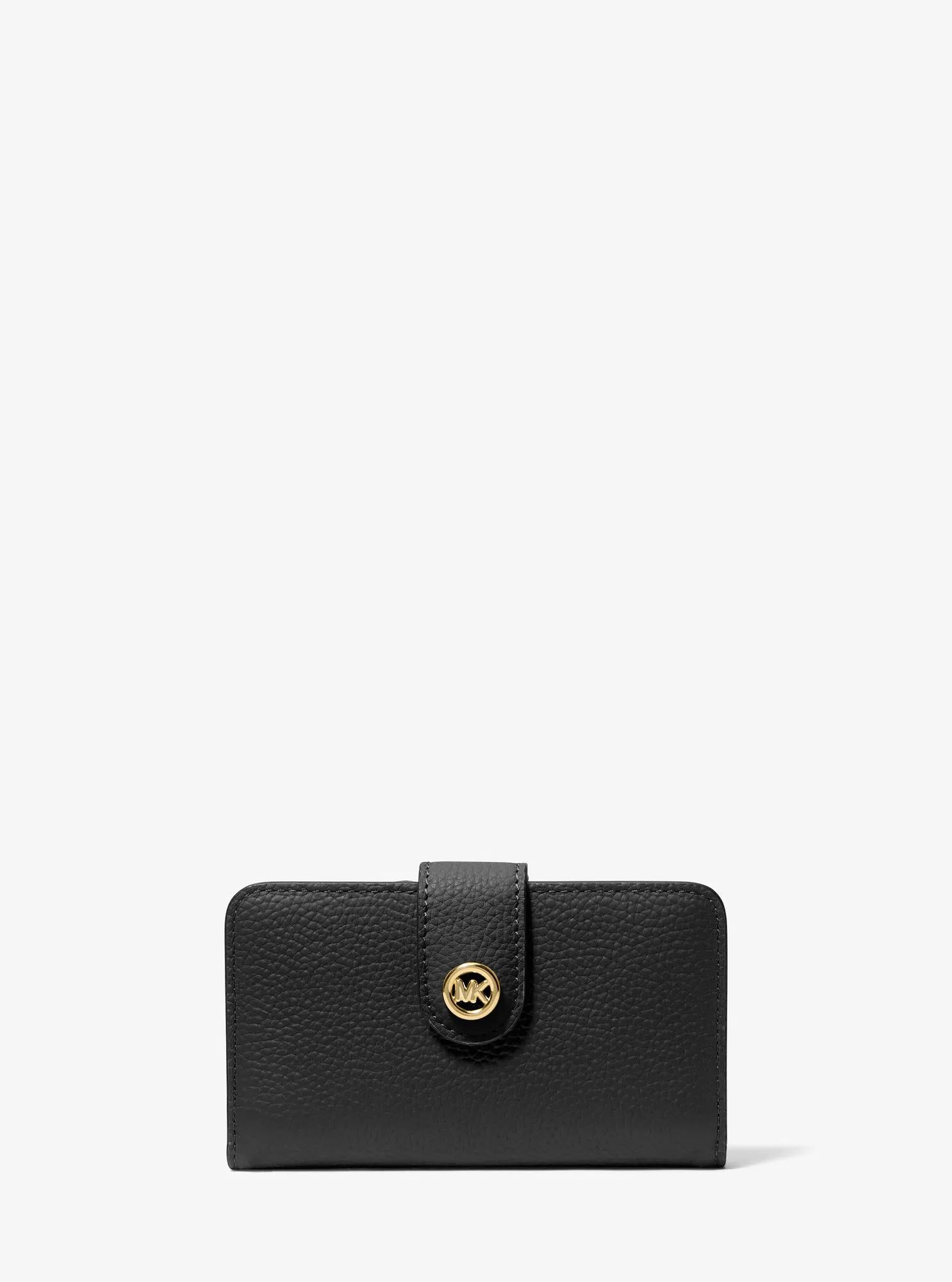 MK Pop Charm Medium Pebbled Leather Wallet Designer Wallet Card Holder