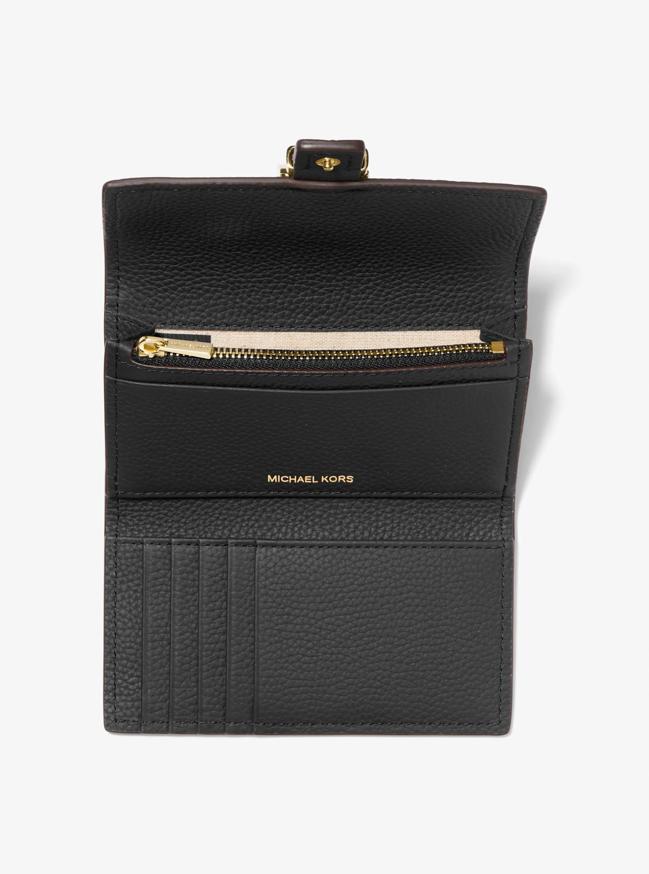 Nolita Medium Pebbled Leather Tri-Fold Wallet Designer Wallet Card Holder