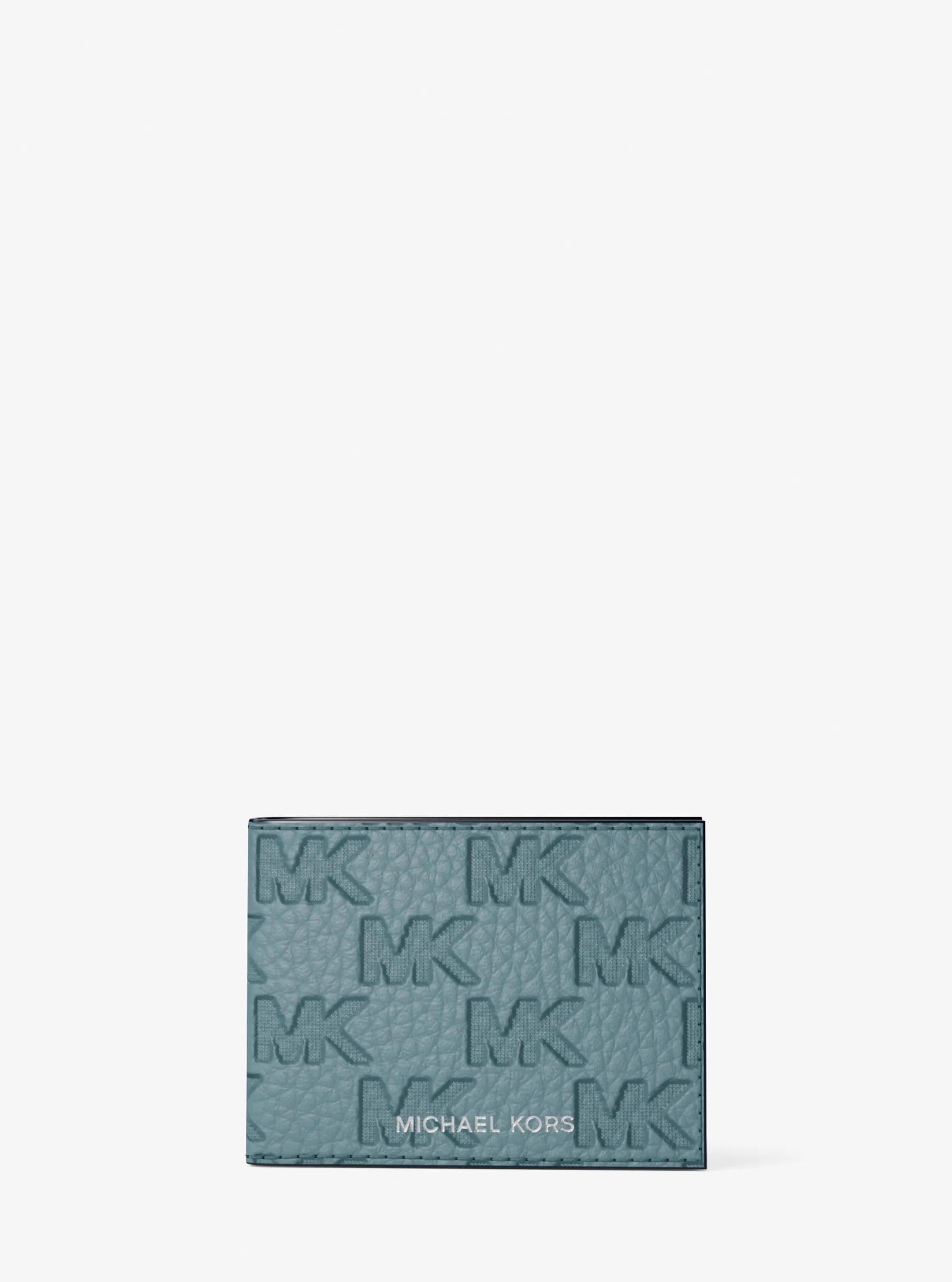 Hudson Logo Embossed Leather Billfold Wallet and Passcase Designer Wallet Card Holder