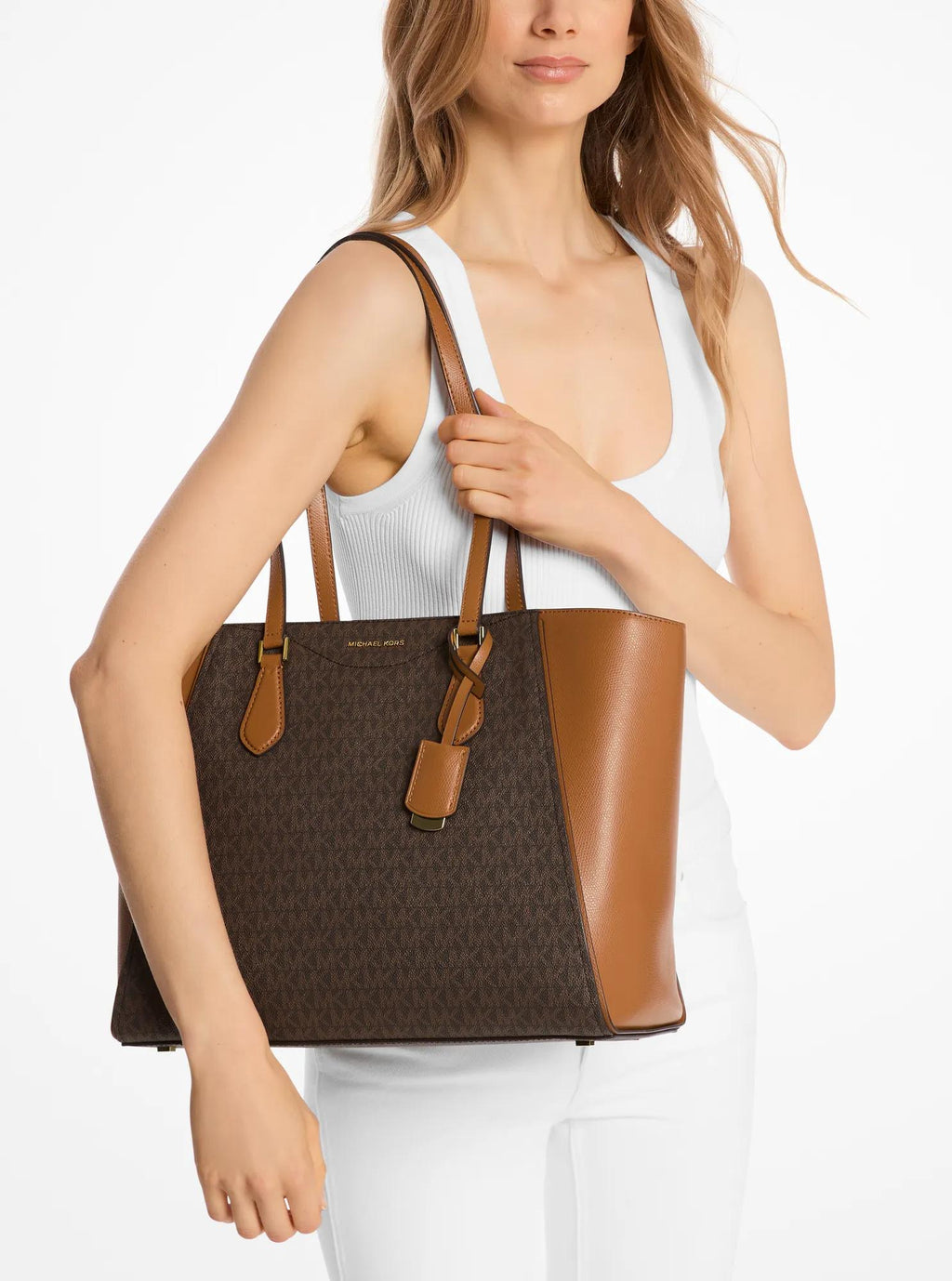 Taryn Large Signature Logo and Leather Tote Bag Designer Handbag Fashion Shoulder Bag
