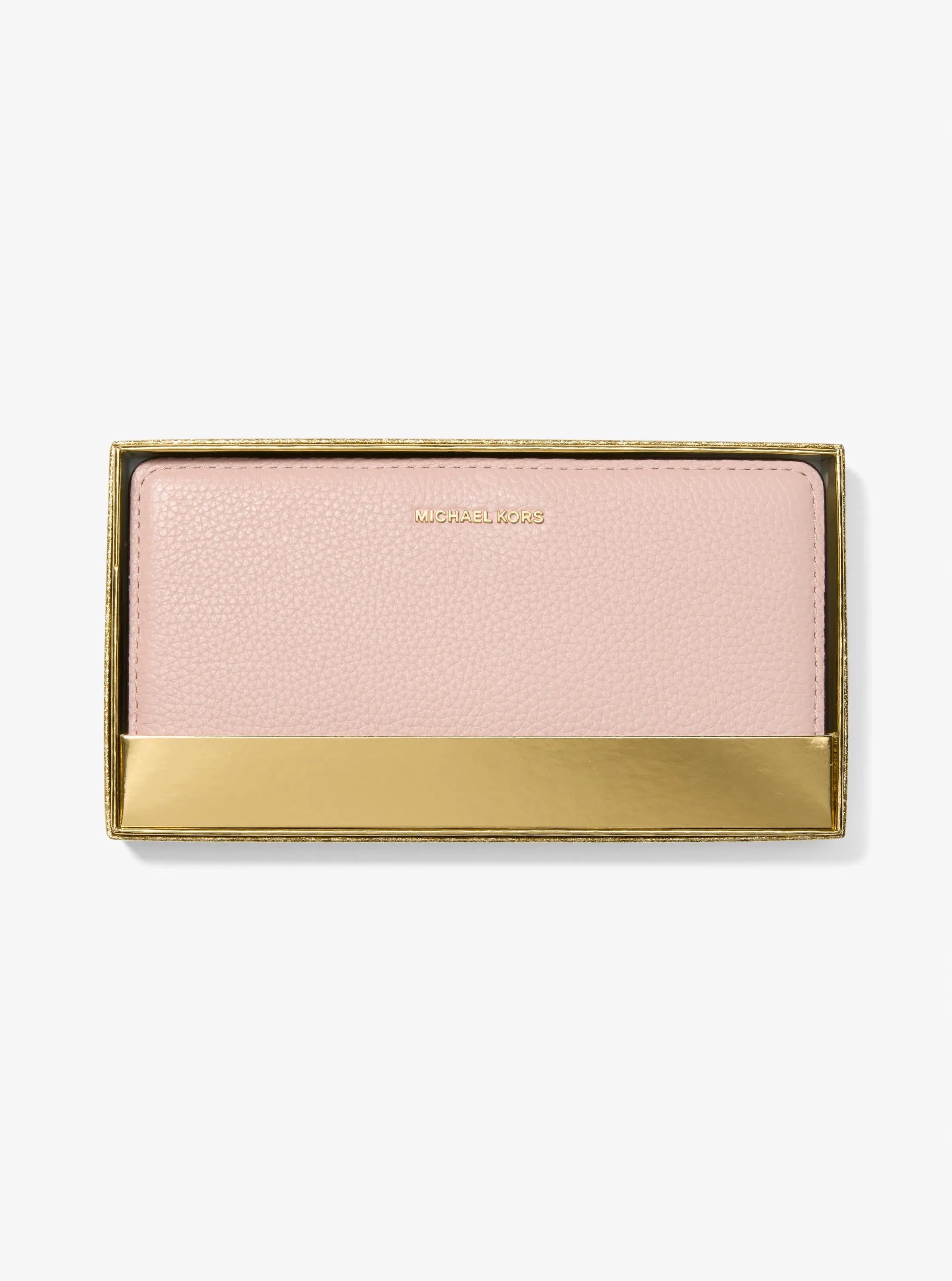Bryant Large Pebbled Leather Snap-Front Wallet Designer Wallet Card Holder