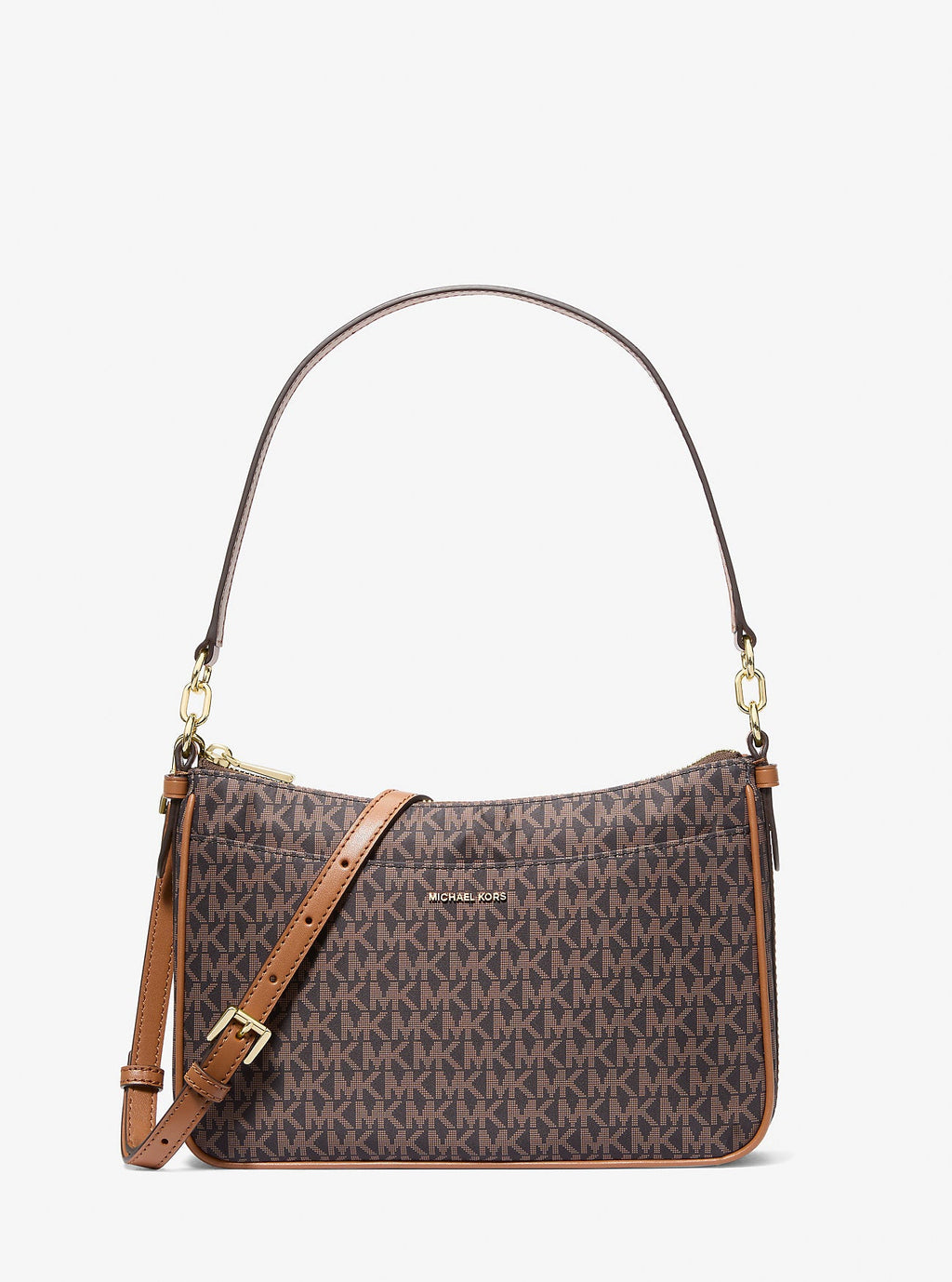 Jet Set Medium Signature Logo Print Woven Convertible Pochette Designer Handbag Fashion Shoulder Bag