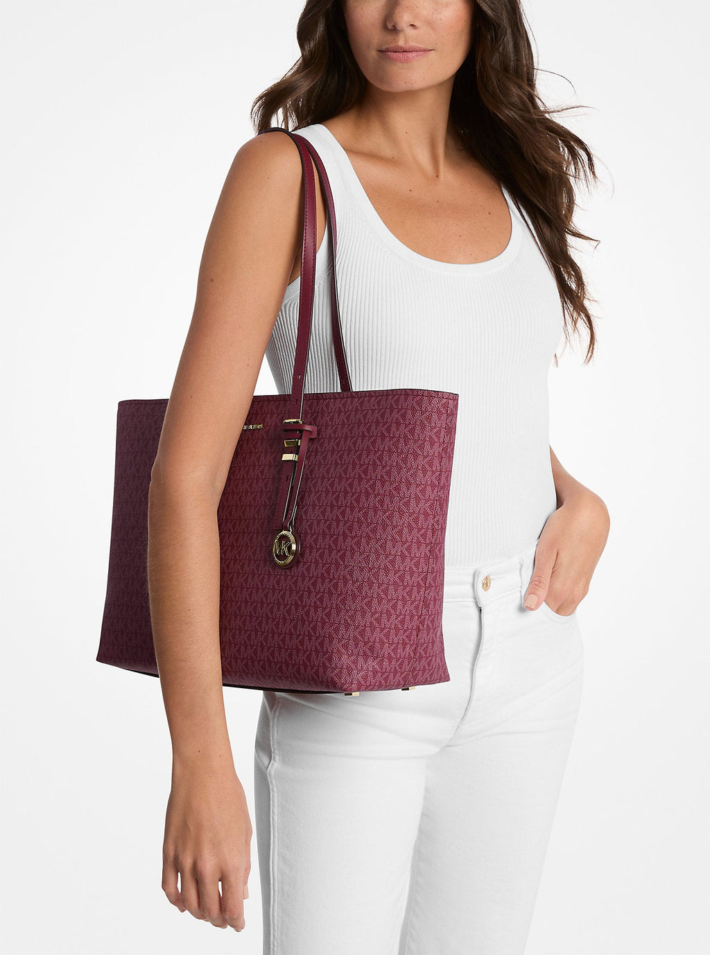 Quinn Large Signature Logo and Leather Tote Bag Designer Handbag Fashion Shoulder Bag