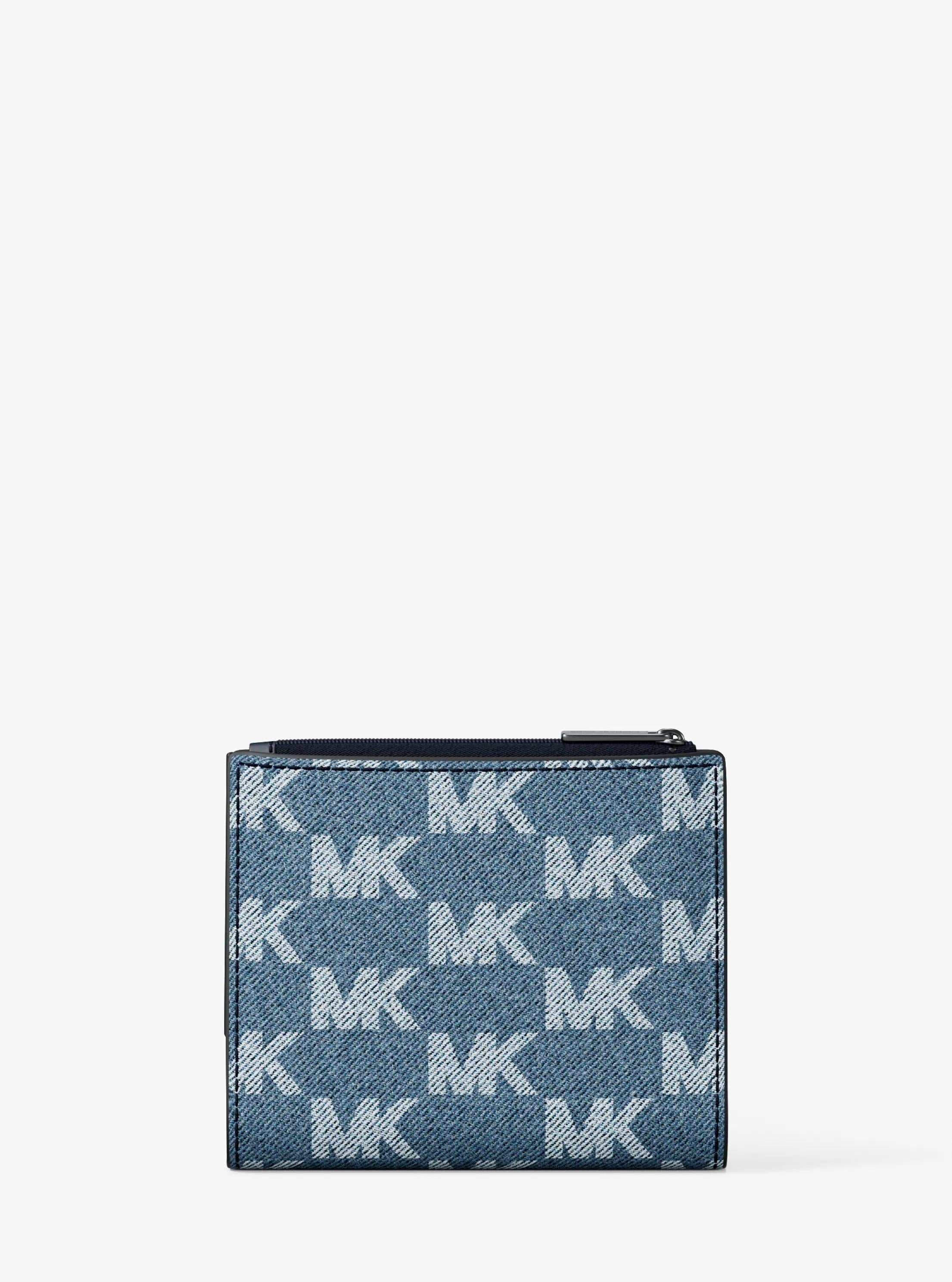 Cooper Medium Logo Jacquard Denim Zip Wallet Designer Wallet Card Holder
