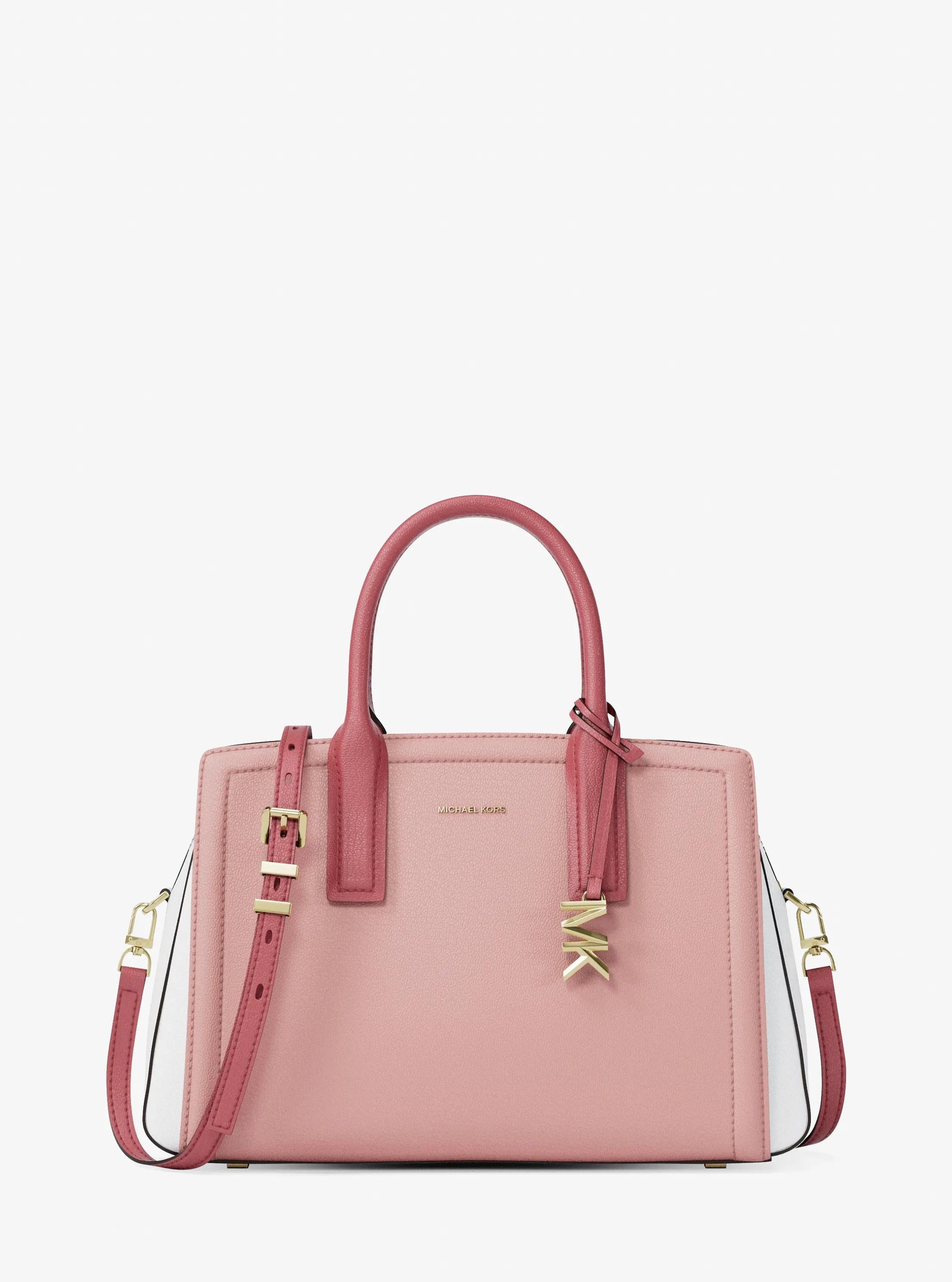 Laila Medium Color-Block Pebbled Leather Satchel Designer Handbag Fashion Shoulder Bag