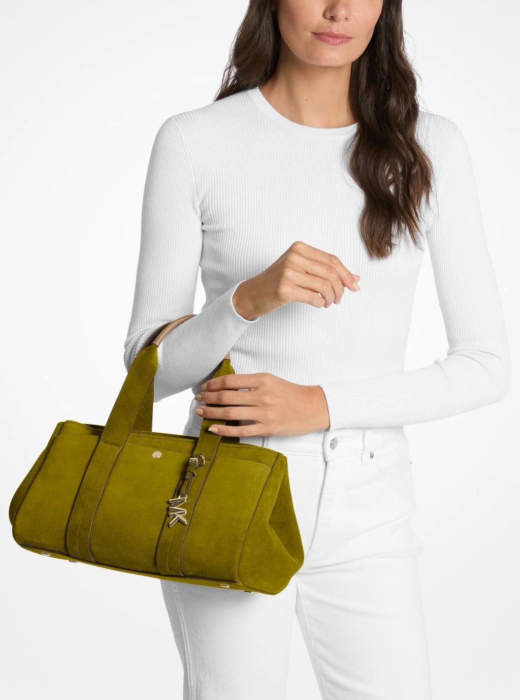 Romee Small Suede Satchel Designer Handbag Fashion Shoulder Bag