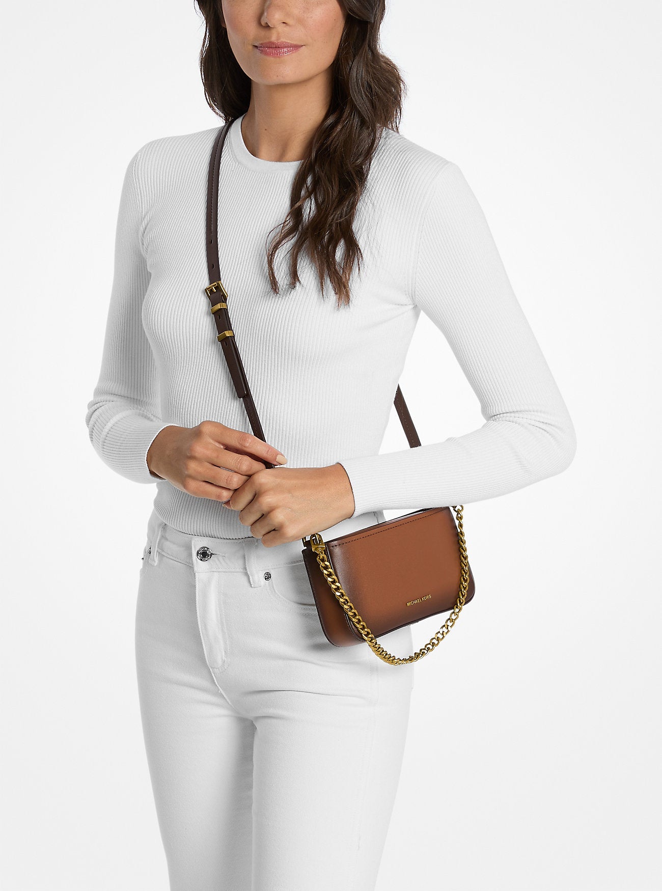 Bryant Small Burnished Leather Convertible Pochette Designer Handbag Fashion Shoulder Bag
