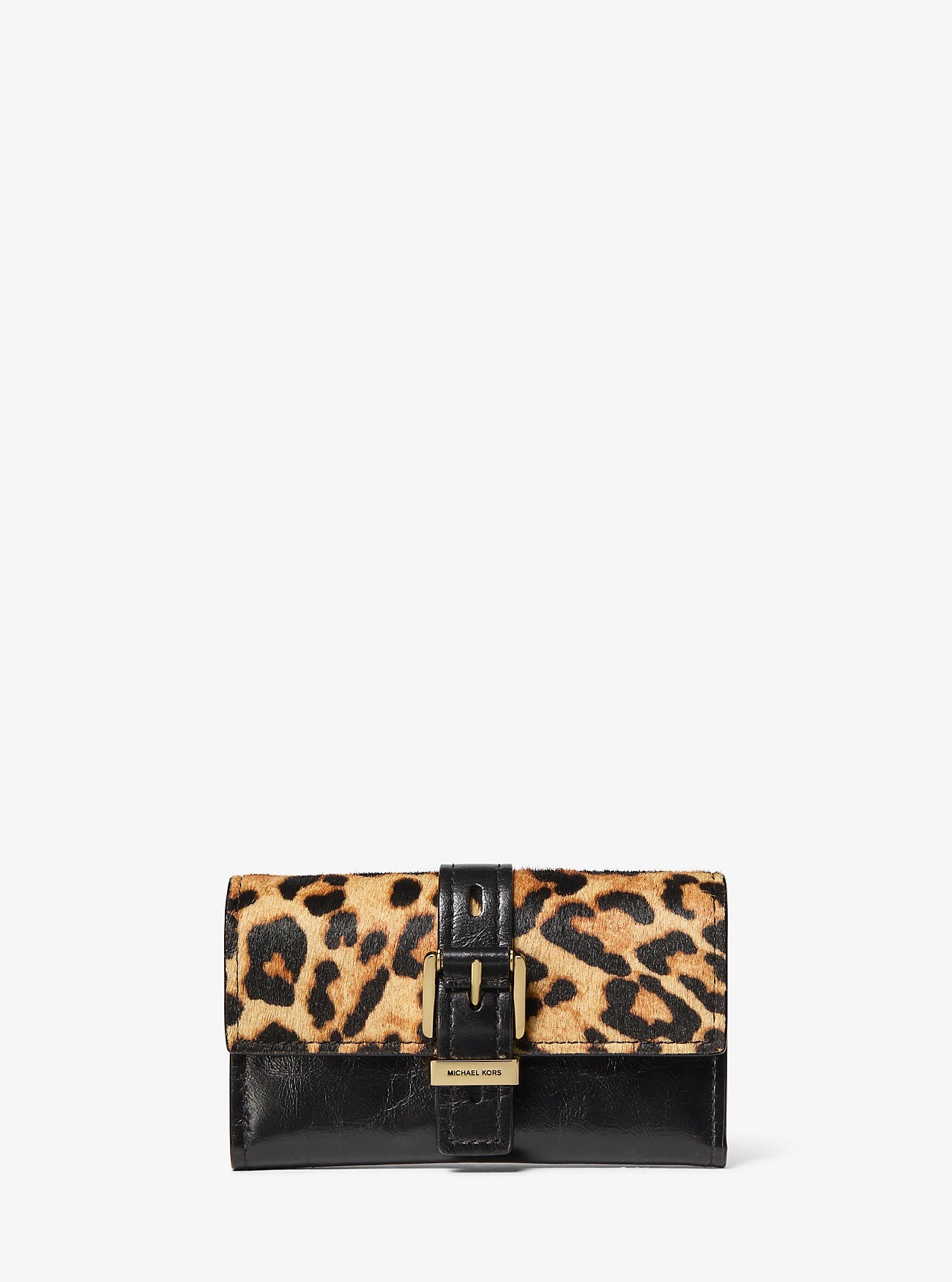 Nolita Medium Leopard Print Calf Hair and Leather Tri-Fold Wallet Designer Wallet Card Holder