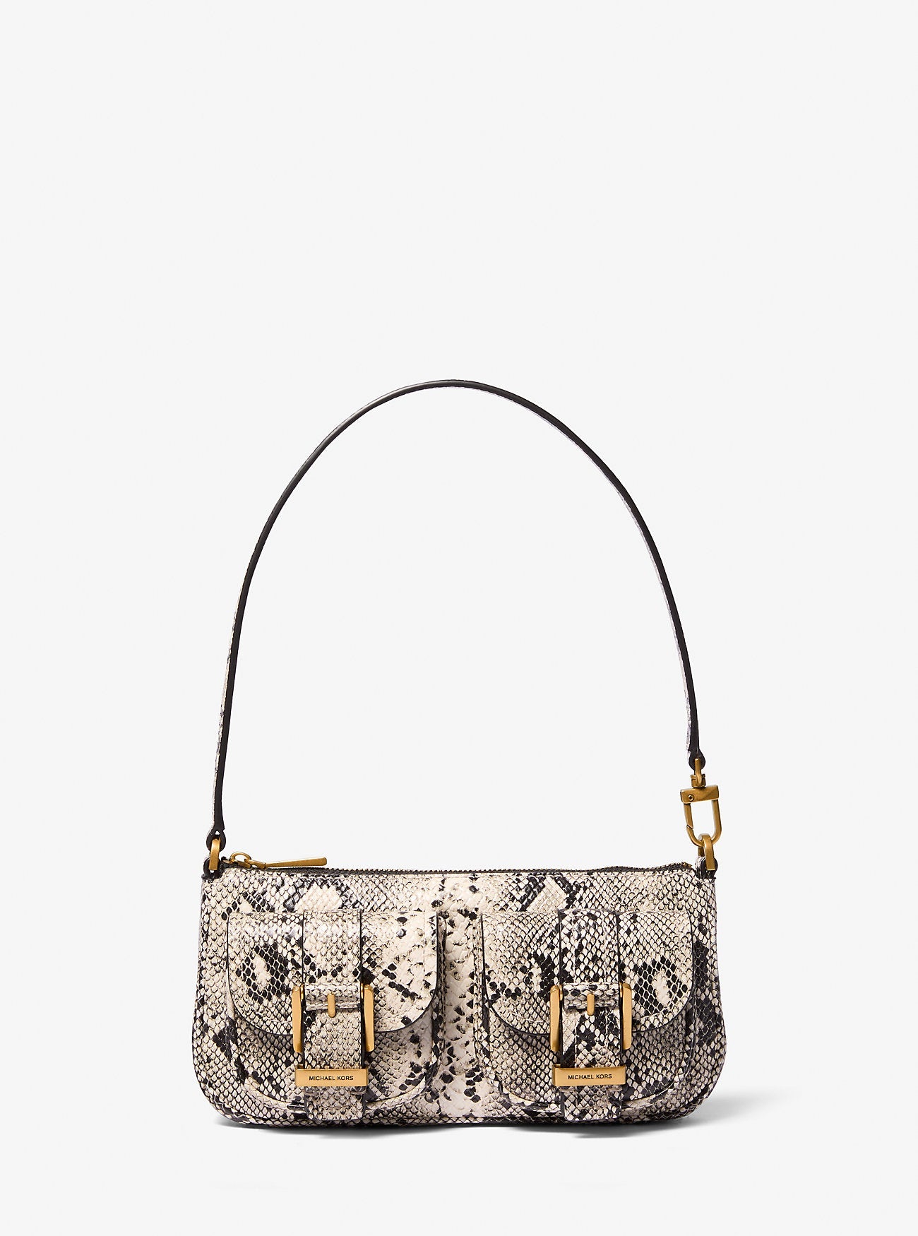 Zoe Small Snake Embossed Leather Convertible Pochette Designer Handbag Fashion Shoulder Bag