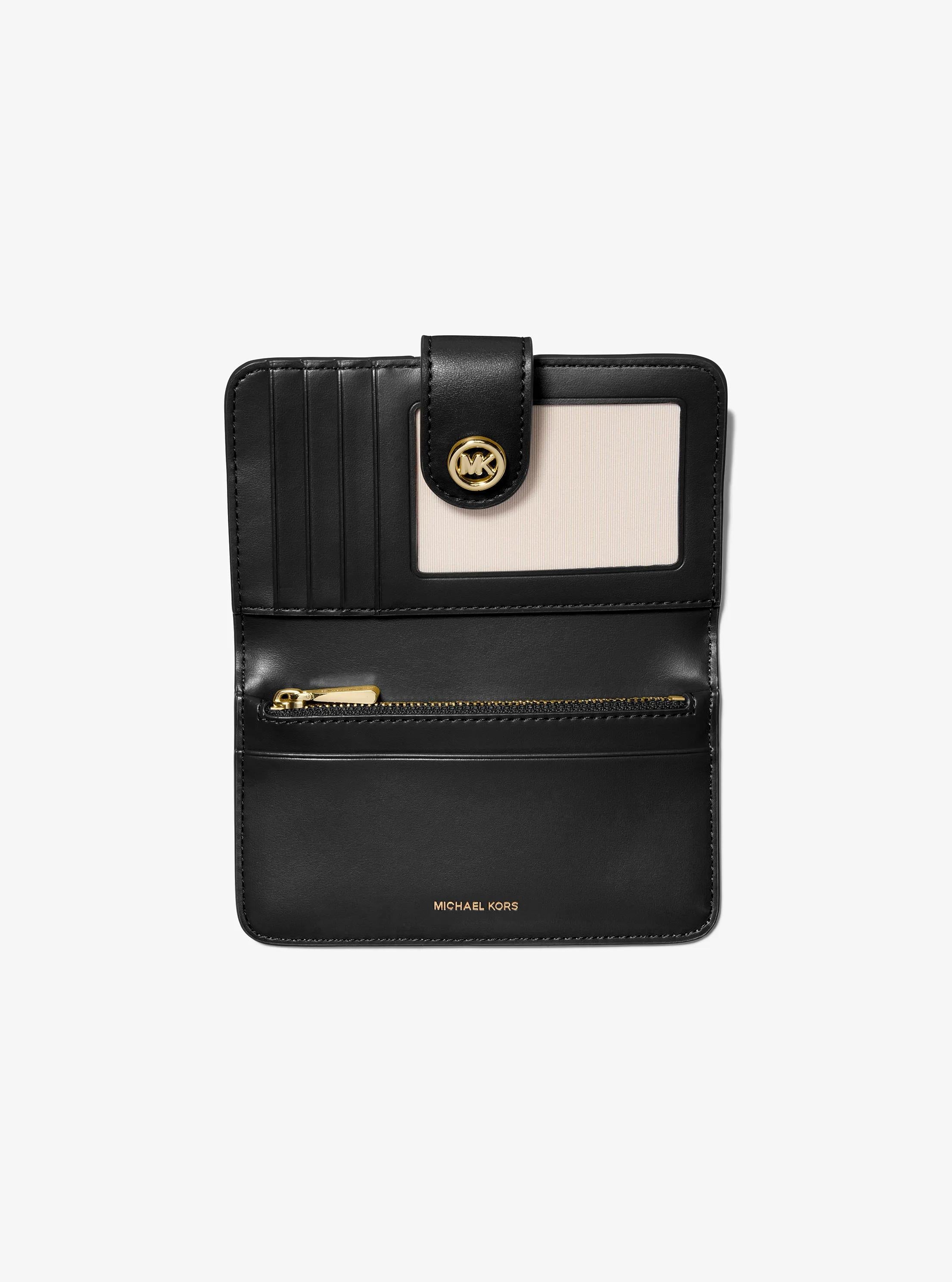 MK Pop Charm Medium Pebbled Leather Wallet Designer Wallet Card Holder