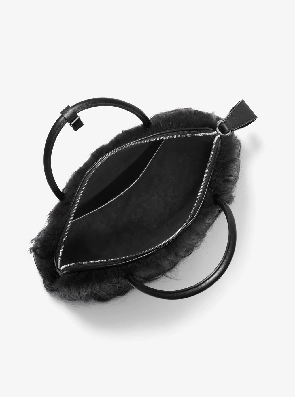 Kaitlin Large Long Haired Shearling Dome Satchel Designer Handbag Fashion Shoulder Bag