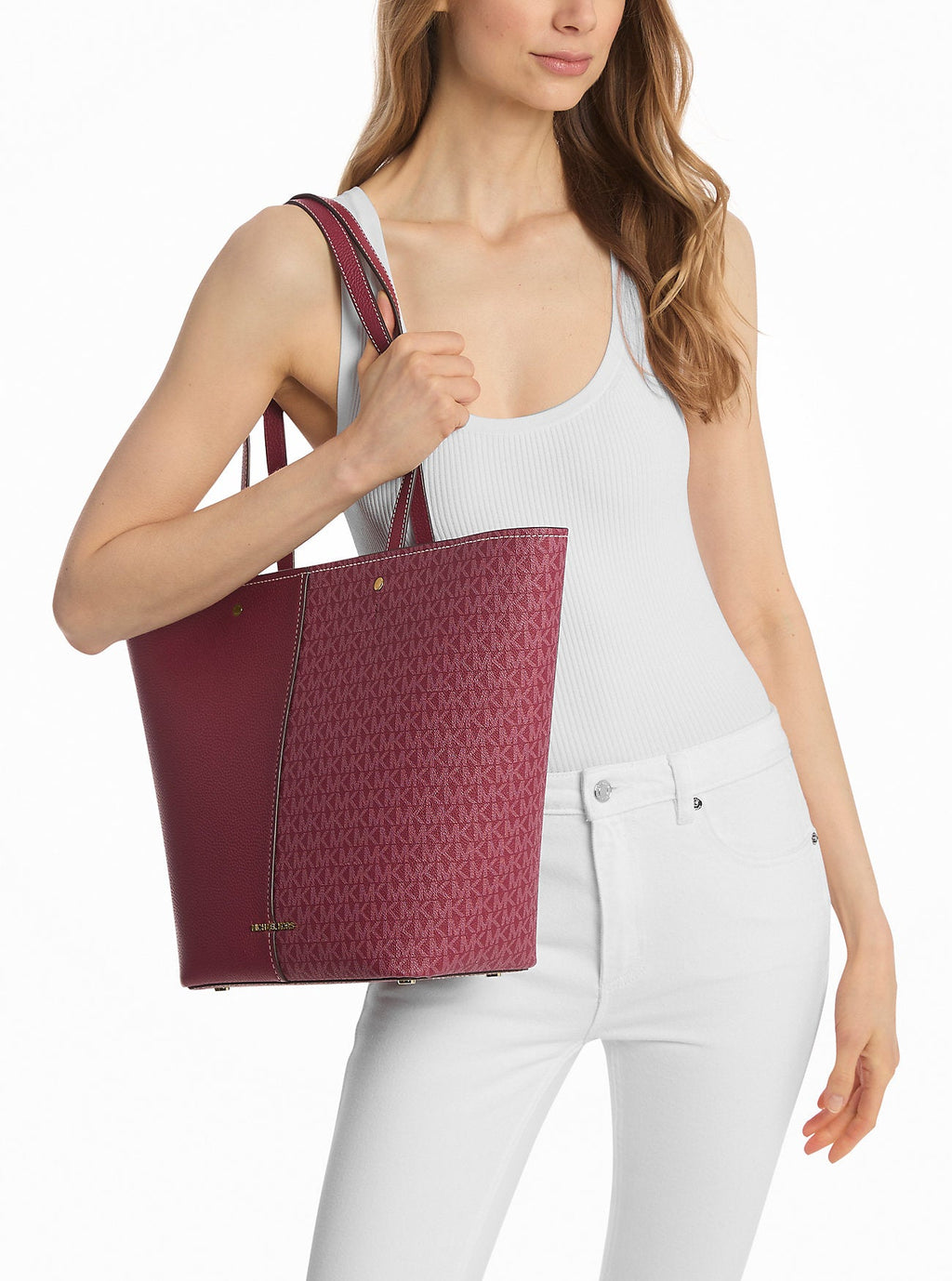 Flora Large Signature Logo and Leather Tote Bag Designer Handbag Fashion Shoulder Bag
