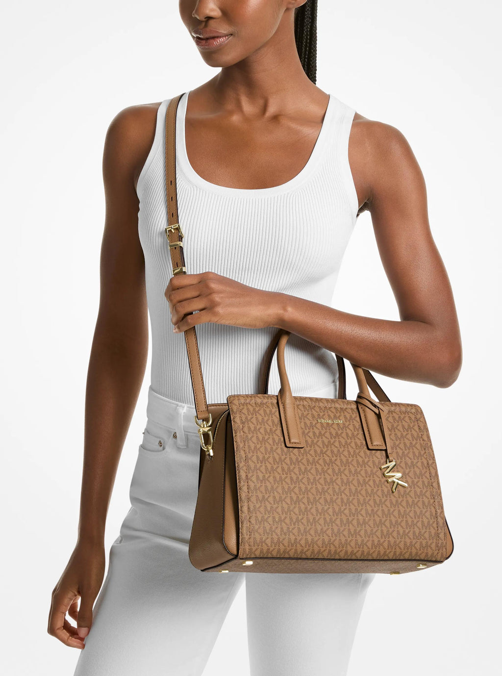 Laila Medium Signature Logo Satchel Designer Handbag Fashion Shoulder Bag