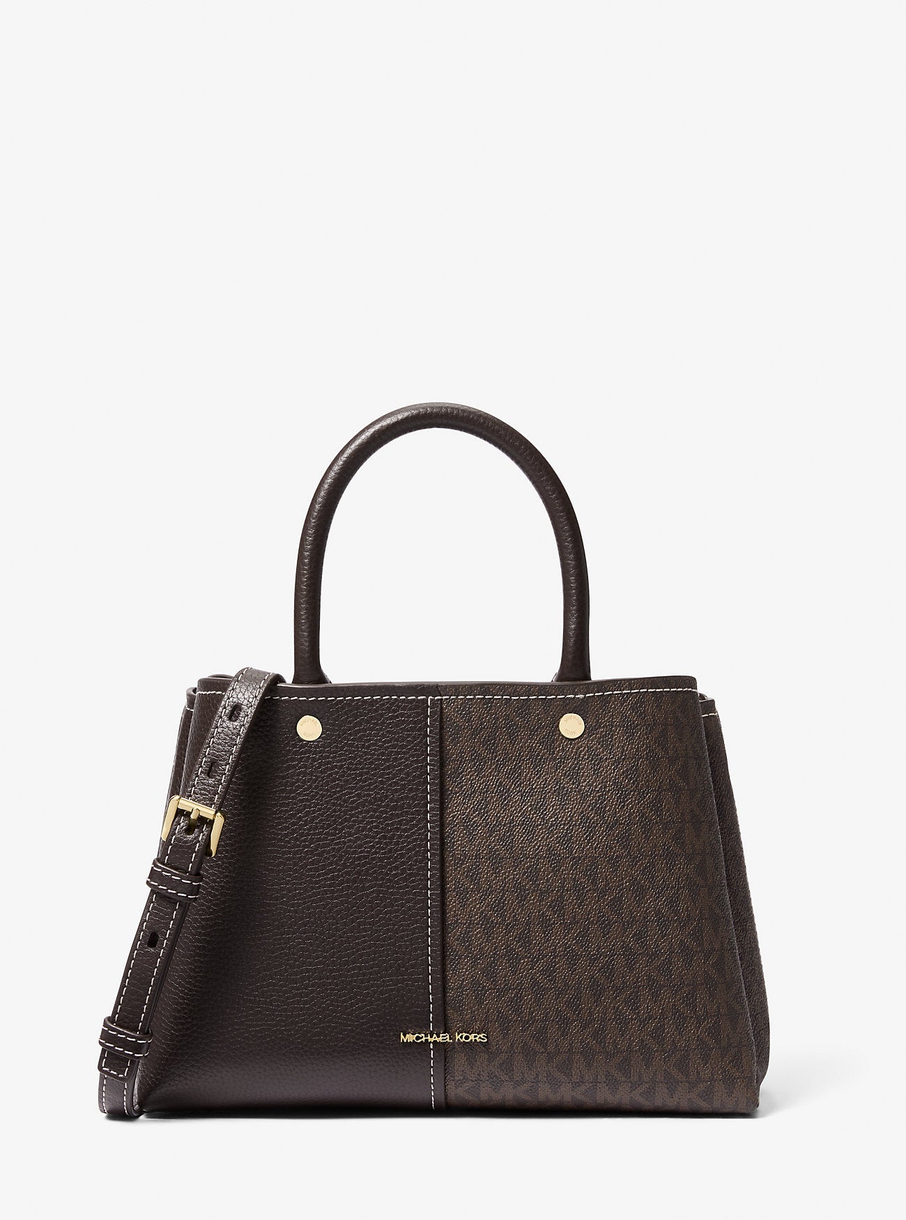 Flora Medium Signature Logo and Leather Satchel Designer Handbag Fashion Shoulder Bag