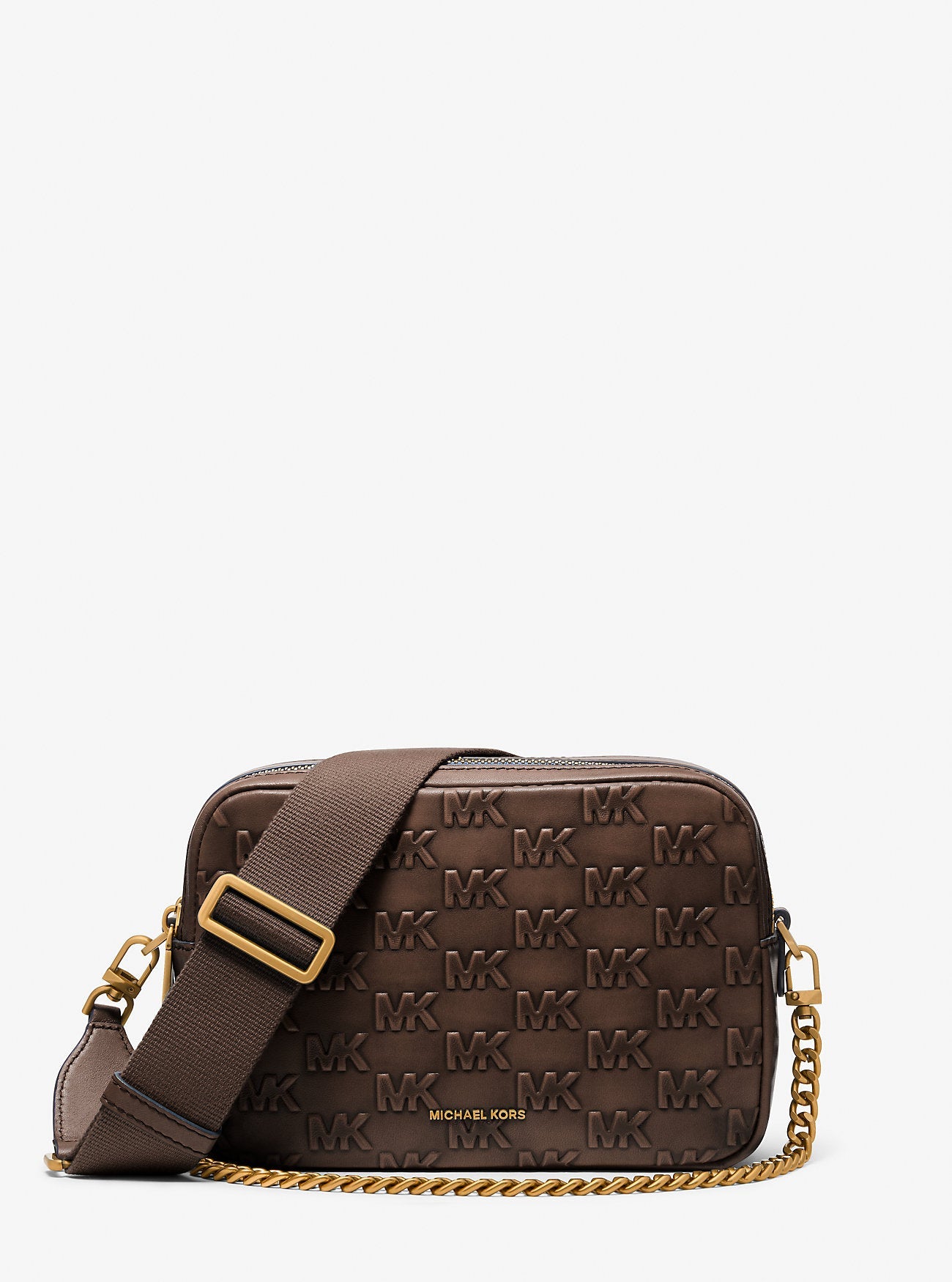 Bryant Medium Logo Embossed Burnished Leather Crossbody Bag Designer Handbag Fashion Shoulder Bag
