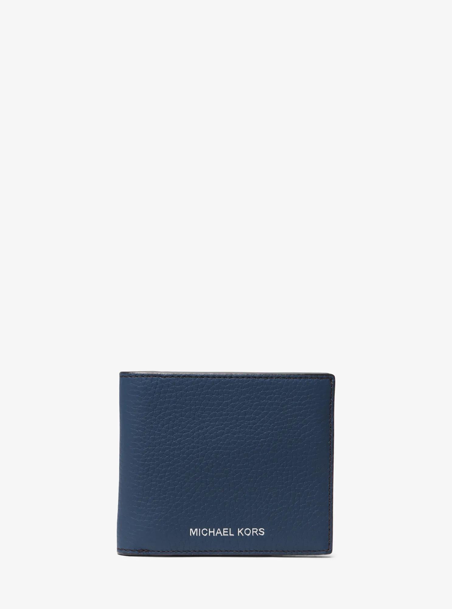 Hudson Pebbled Leather Billfold Wallet Designer Wallet Card Holder