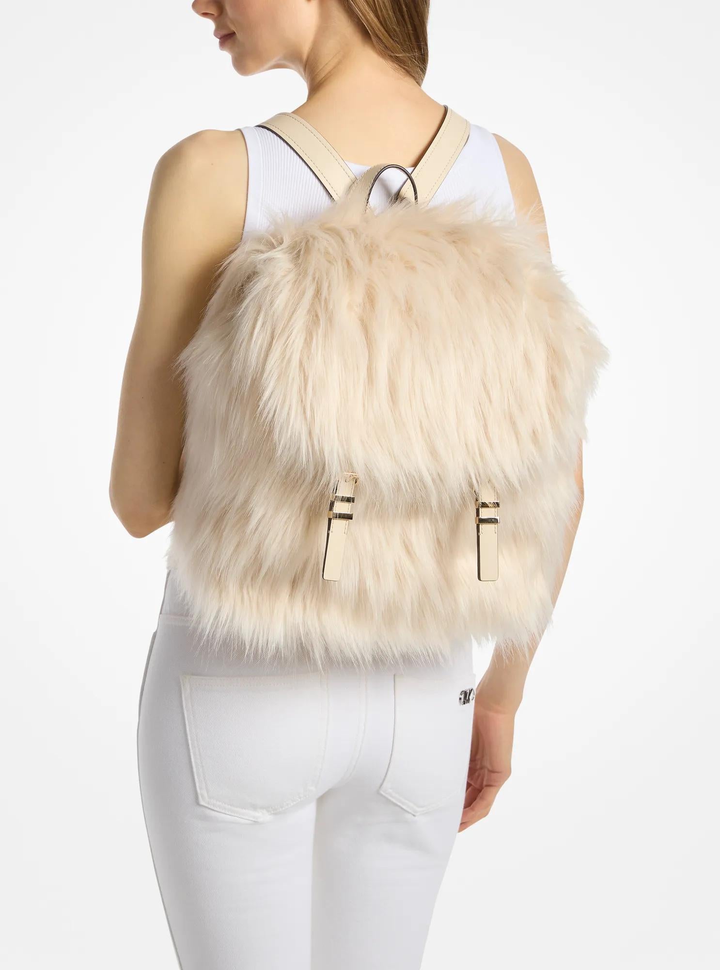 Quinn Medium Faux Fur Backpack Designer Handbag Fashion Shoulder Bag