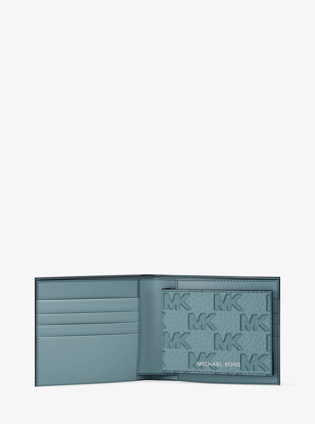 Hudson Logo Embossed Leather Billfold Wallet and Passcase Designer Wallet Card Holder