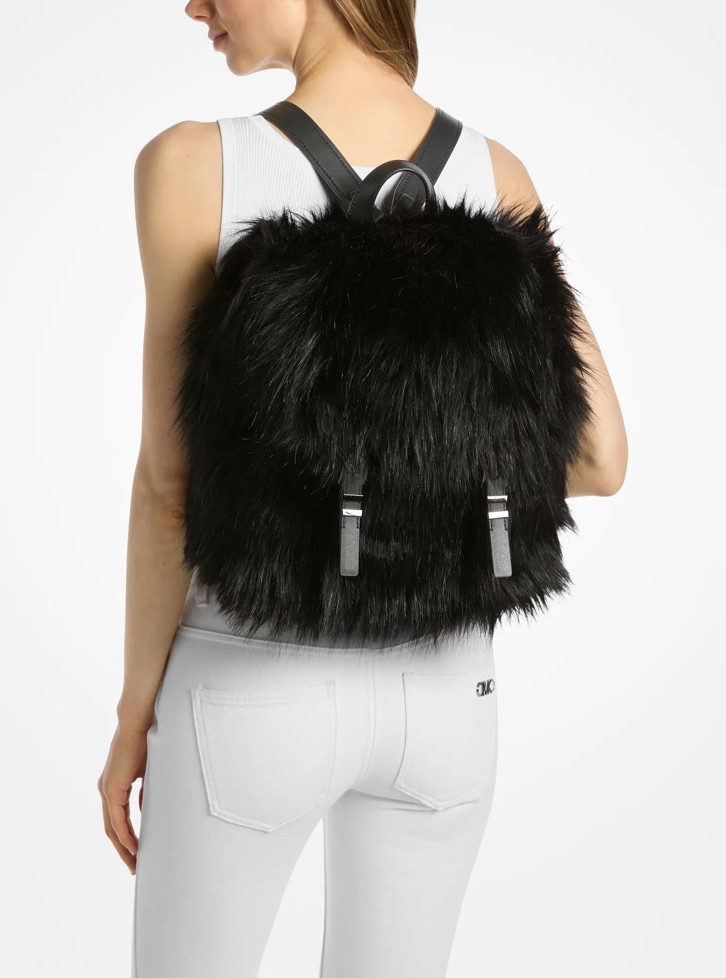 Quinn Medium Faux Fur Backpack Designer Handbag Fashion Shoulder Bag