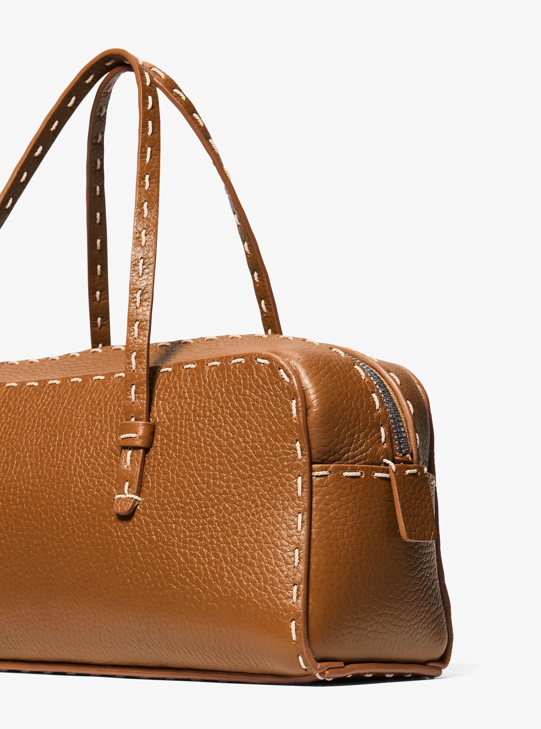 Roberta Hand-Stitched Pebbled Leather Satchel Designer Handbag Fashion Shoulder Bag