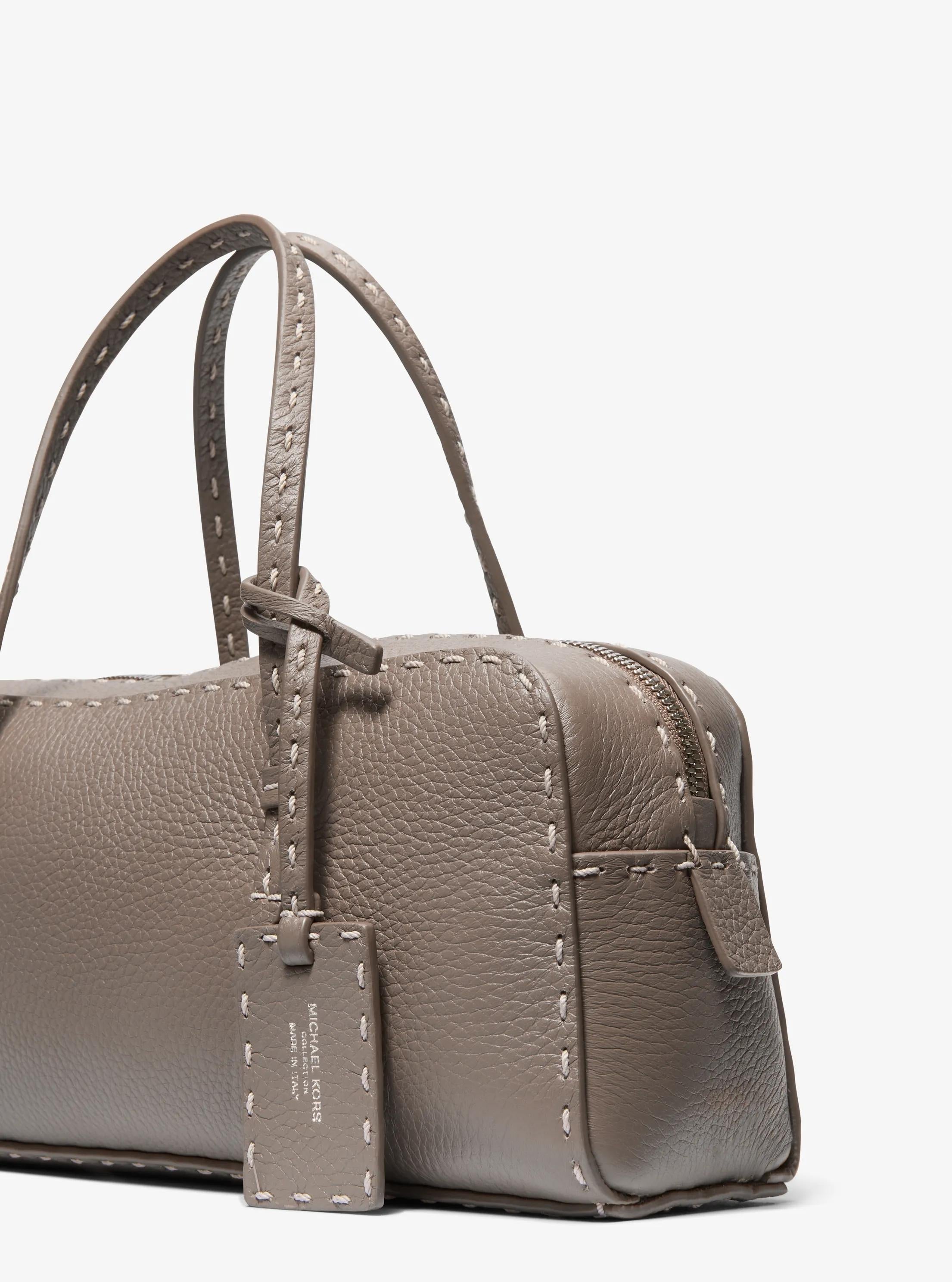 Roberta Hand-Stitched Pebbled Leather Satchel Designer Handbag Fashion Shoulder Bag