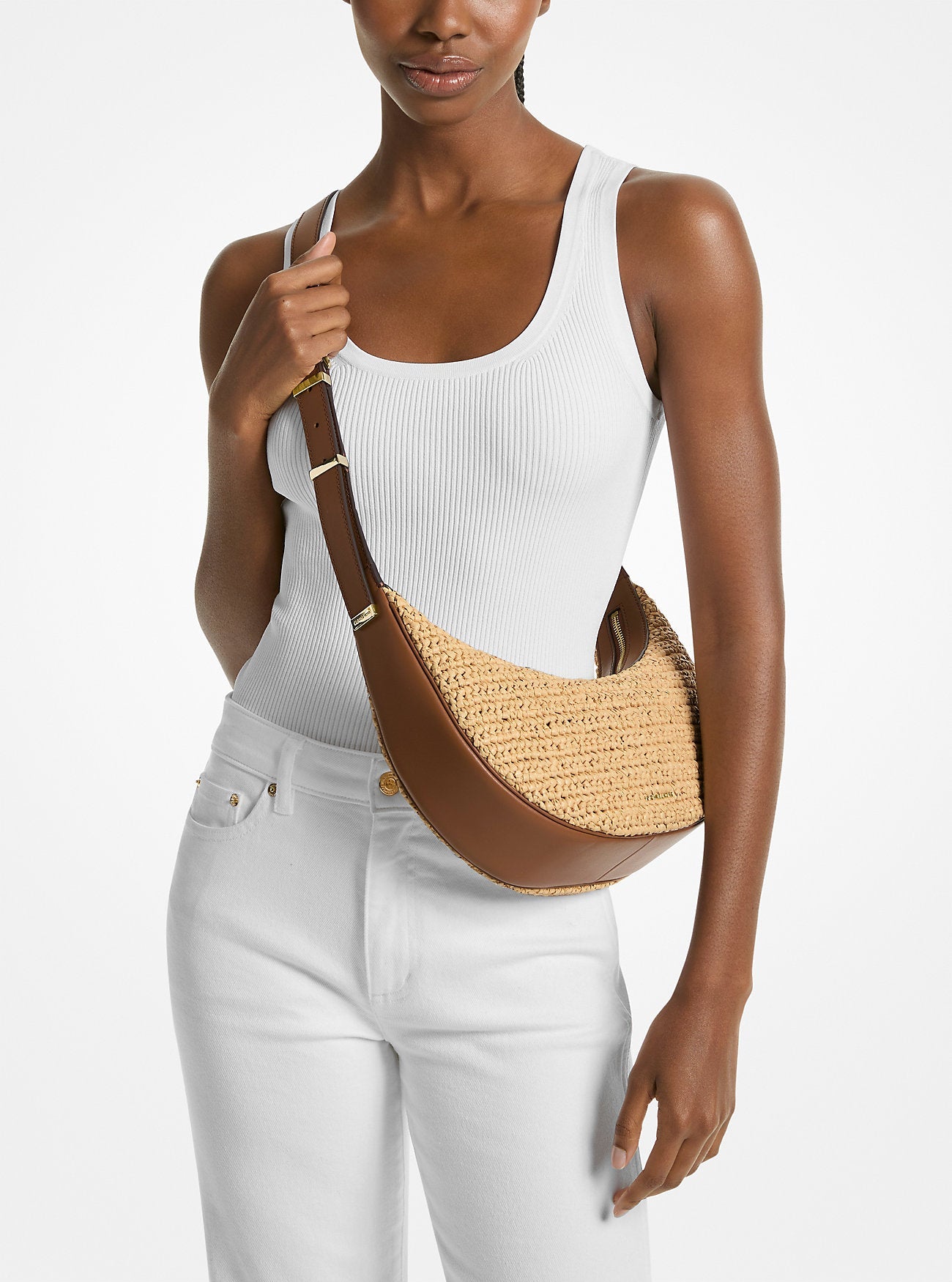 Avra Medium Hand-Crocheted and Leather Crossbody Bag Designer Handbag Fashion Shoulder Bag