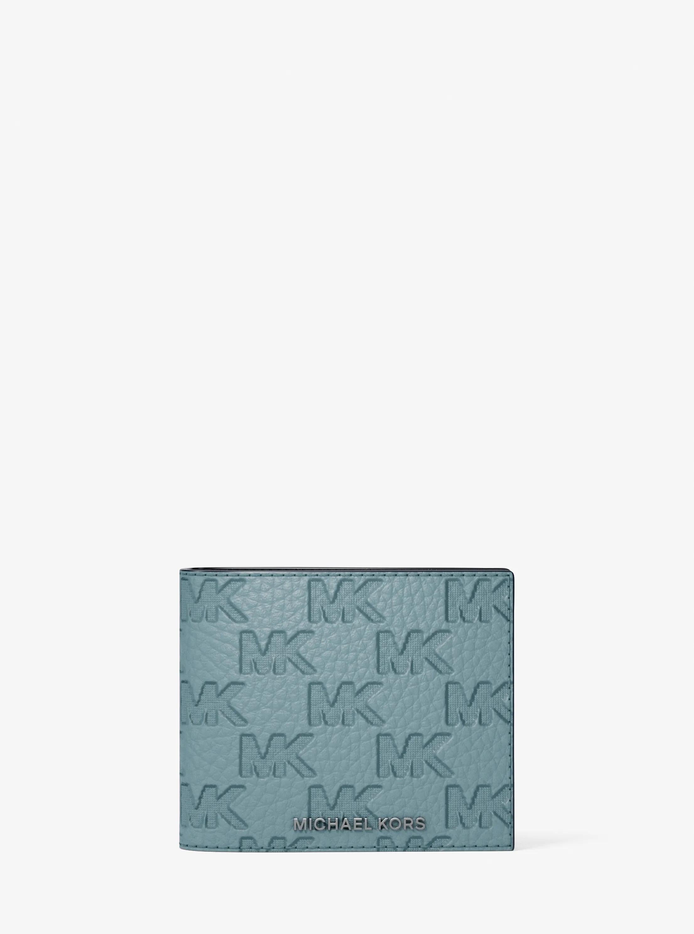 Hudson Logo Embossed Leather Billfold Wallet and Passcase Designer Wallet Card Holder