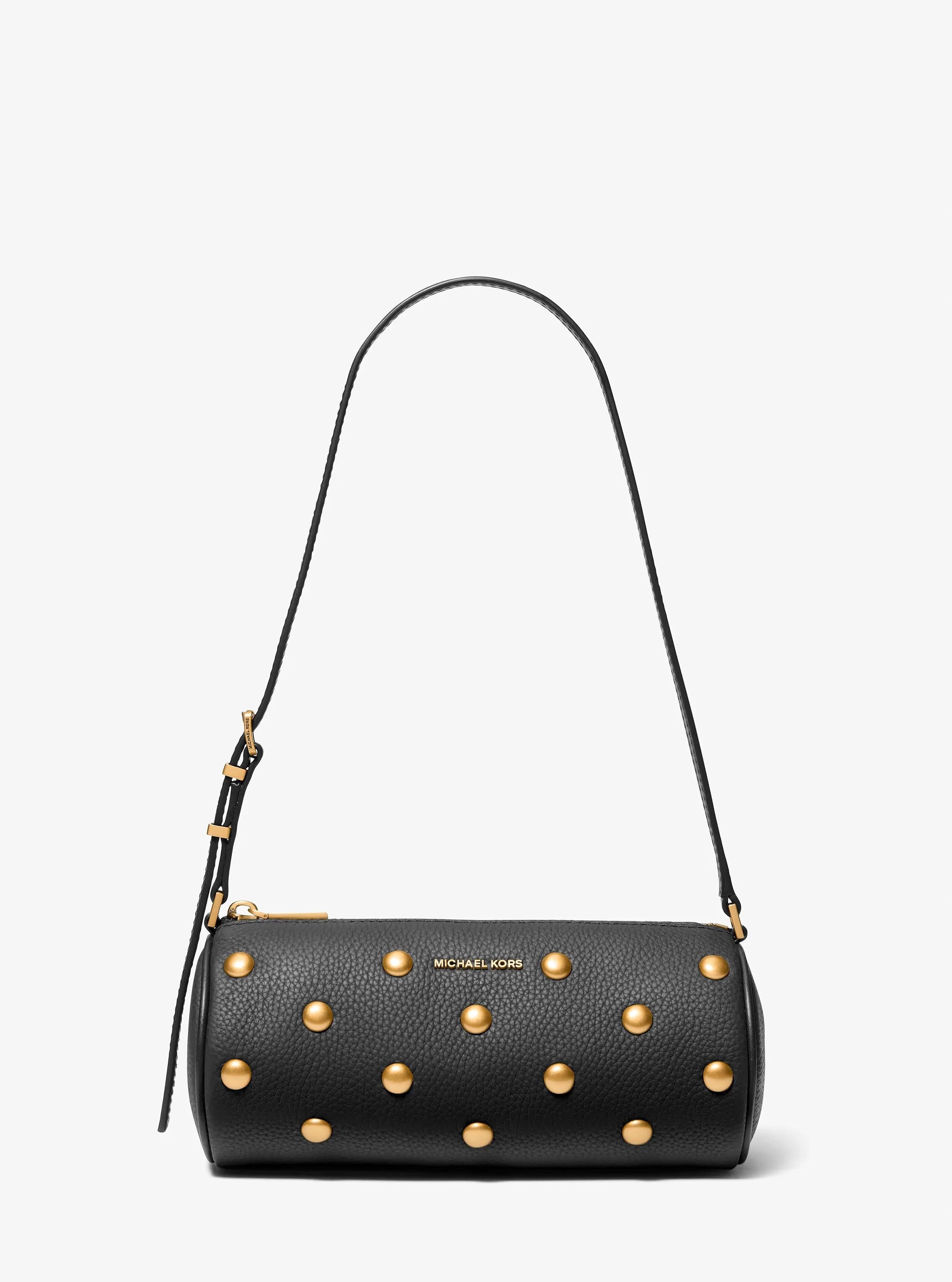 Izzy Small Studded Pebbled Leather Barrel Pochette Designer Handbag Fashion Shoulder Bag