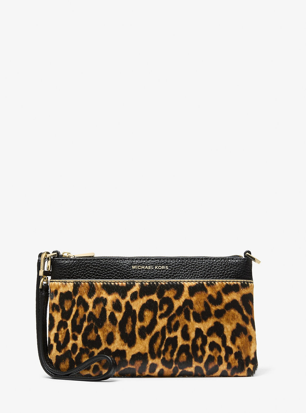 Jet Set Medium Leopard Print Calf Hair and Leather Wristlet Designer Handbag Fashion Shoulder Bag