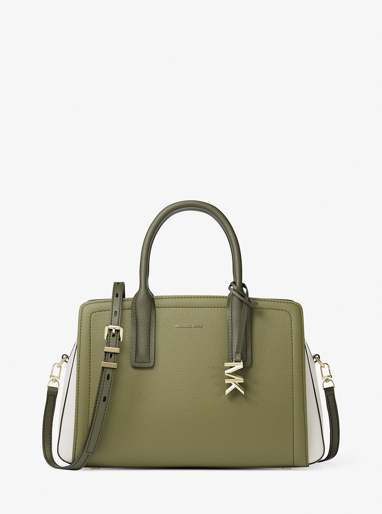 Laila Medium Color-Block Pebbled Leather Satchel Designer Handbag Fashion Shoulder Bag