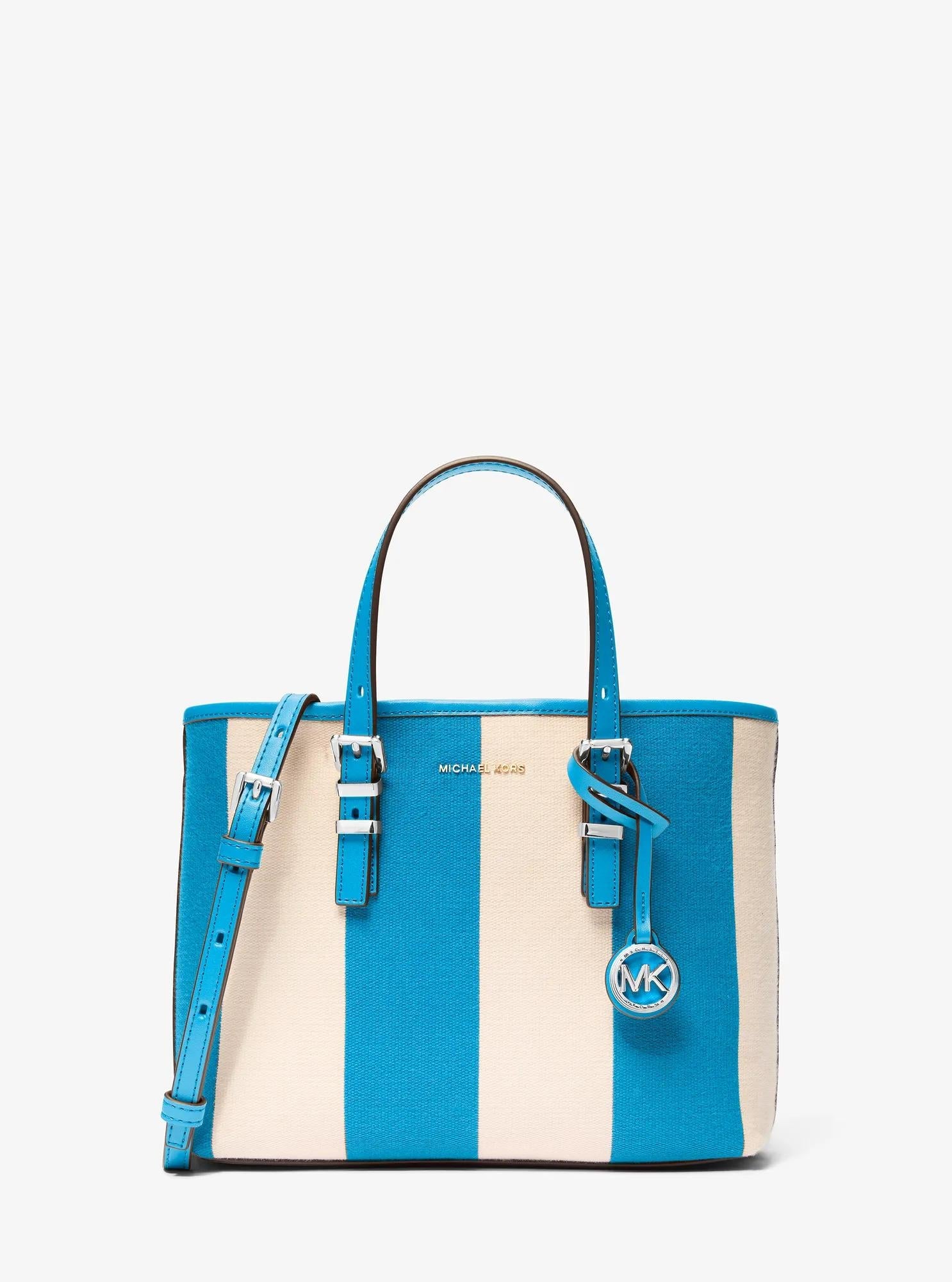 Quinn Small Striped Canvas Convertible Crossbody Bag Designer Handbag Fashion Shoulder Bag