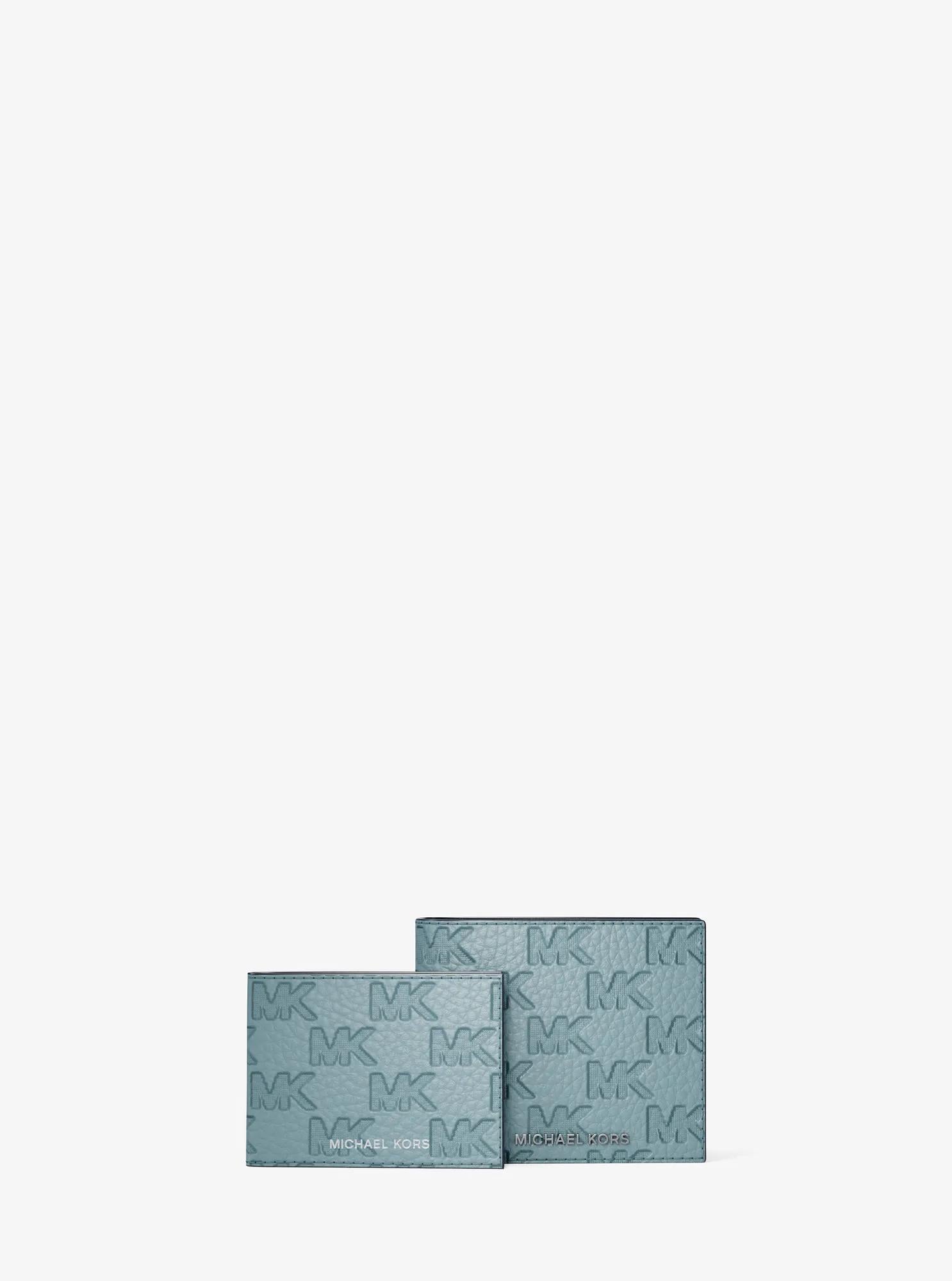Hudson Logo Embossed Leather Billfold Wallet and Passcase Designer Wallet Card Holder