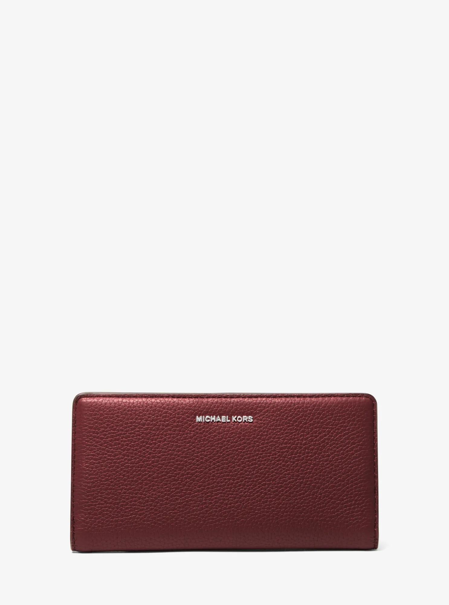 Bryant Large Pebbled Leather Snap-Front Wallet Designer Wallet Card Holder