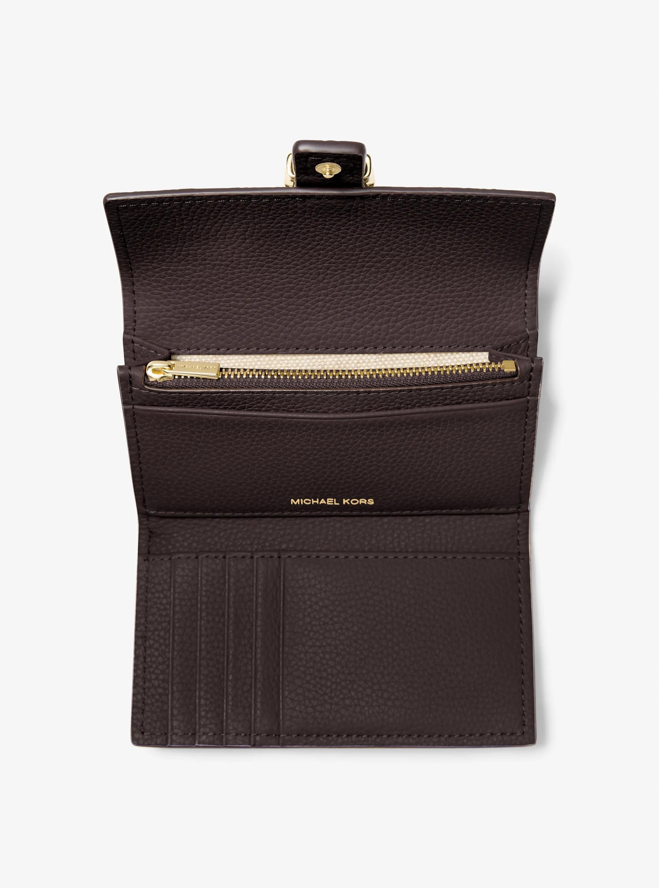 Nolita Medium Pebbled Leather Tri-Fold Wallet Designer Wallet Card Holder