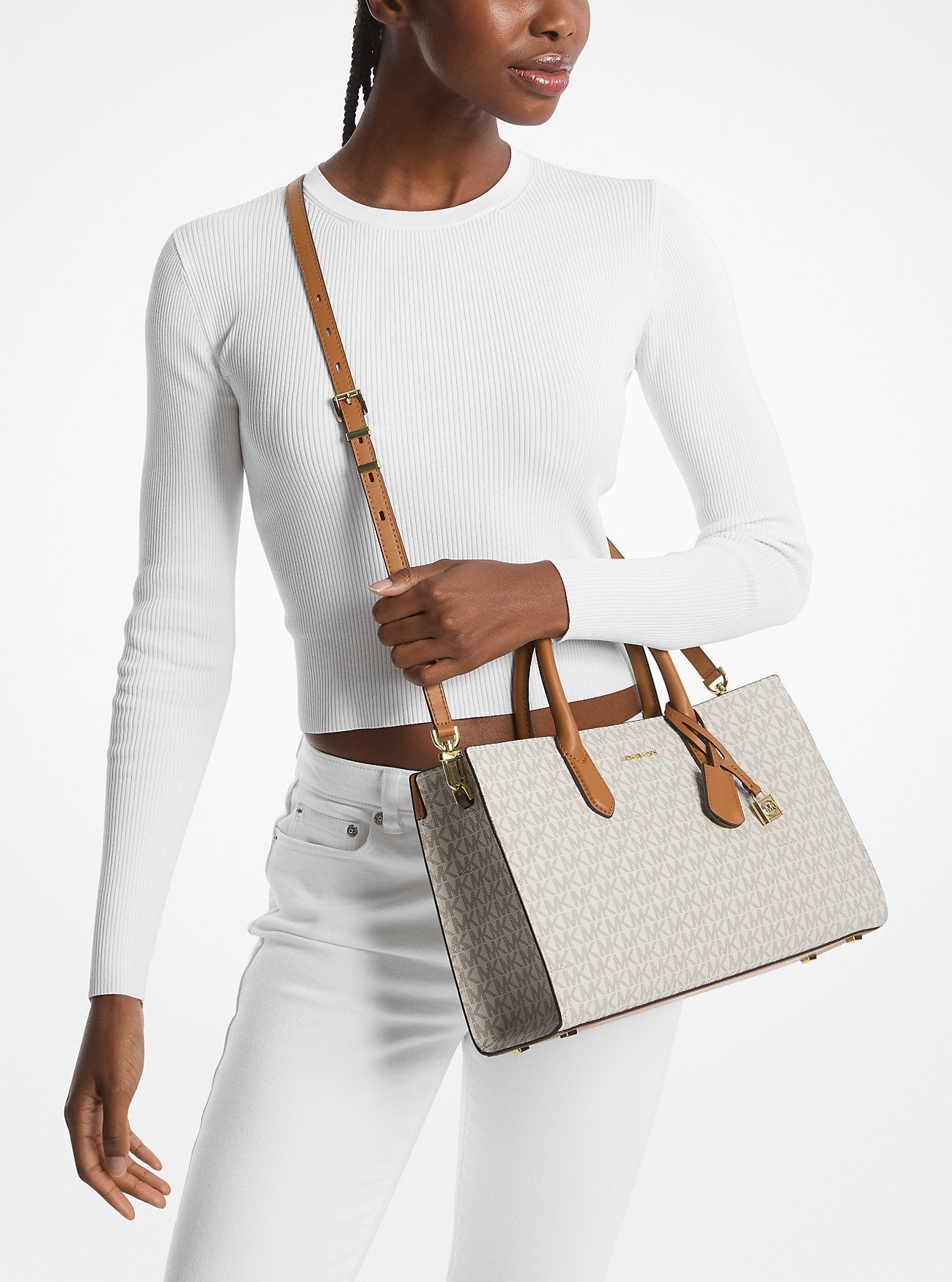 Scarlett Medium Signature Logo Satchel Designer Handbag Fashion Shoulder Bag