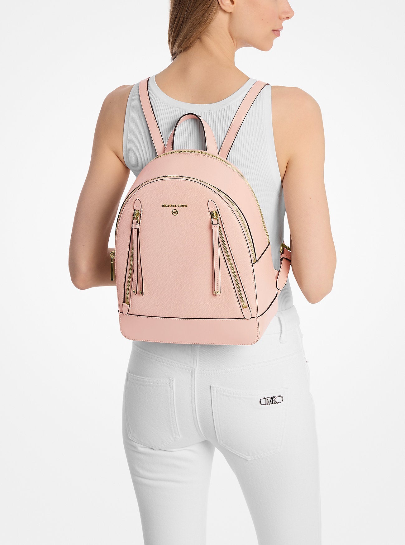 Brooklyn Medium Pebbled Leather Backpack Designer Handbag Fashion Shoulder Bag