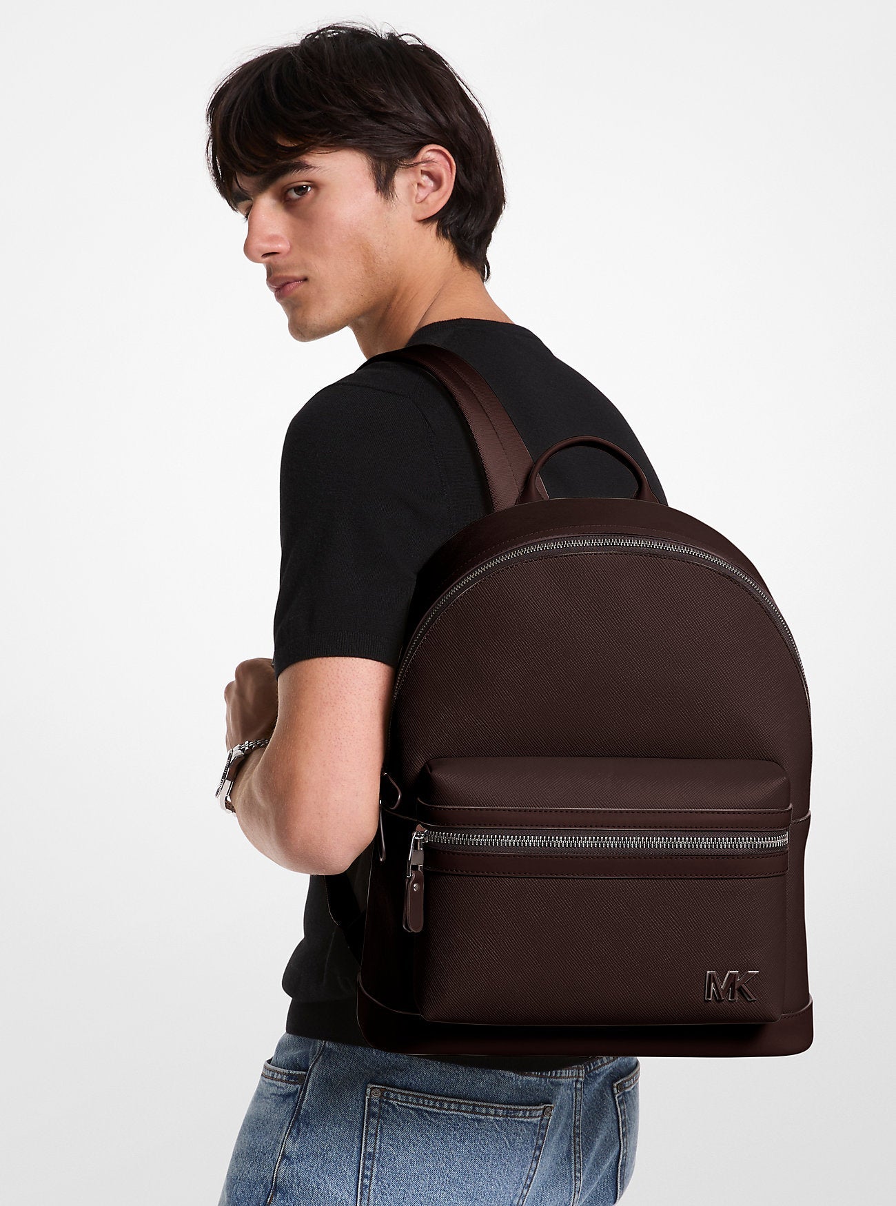 Edison Scratch-Resistant Crossgrain Leather Backpack Popular Style Fashion Accessory