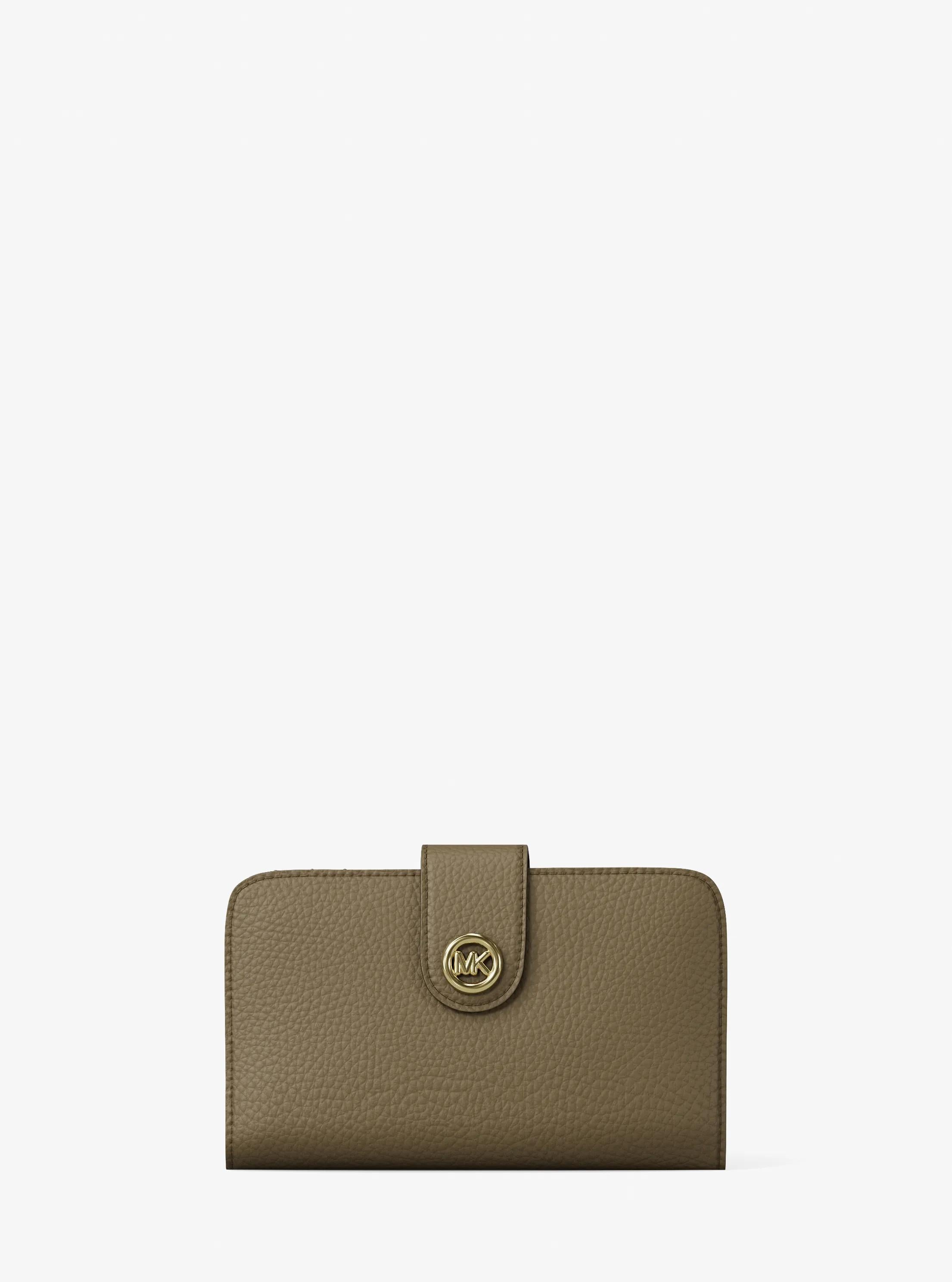 MK Pop Charm Medium Pebbled Leather Wallet Designer Wallet Card Holder