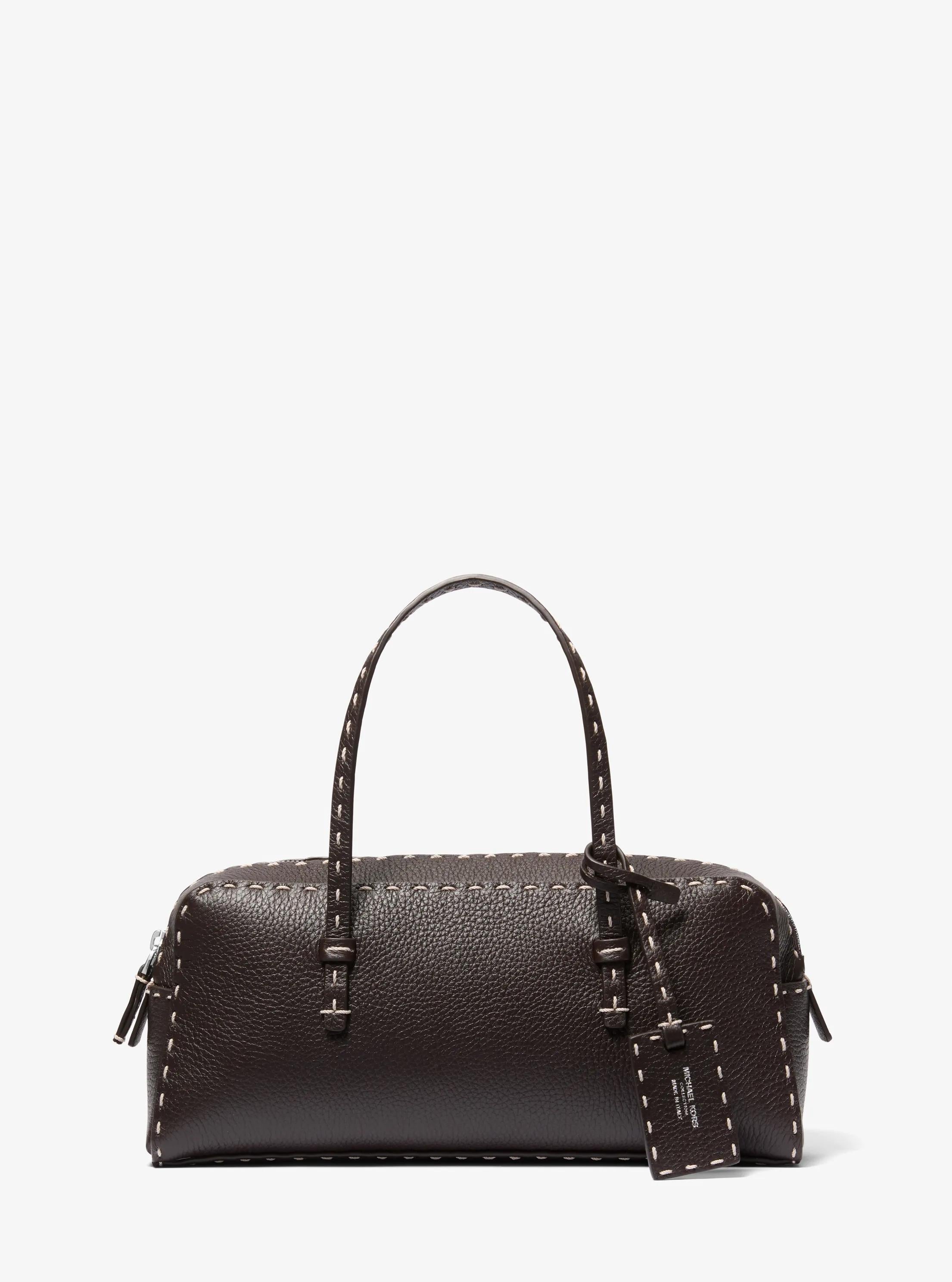 Roberta Hand-Stitched Pebbled Leather Satchel Designer Handbag Fashion Shoulder Bag