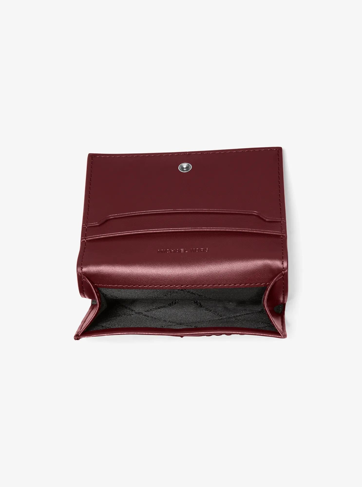 Hudson Logo Embossed Burnished Leather Wallet Designer Wallet Card Holder